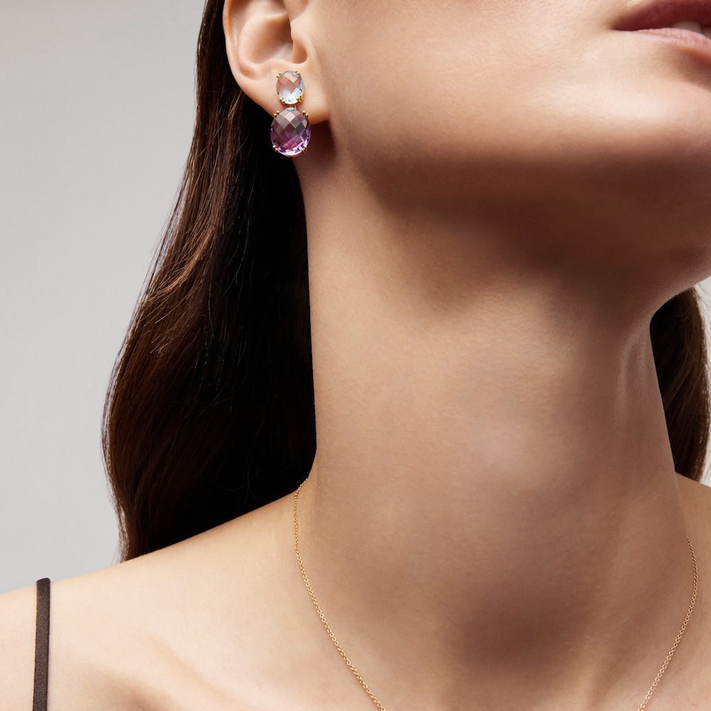 Pendientes ATELIER Color de oro con topacio y amatista