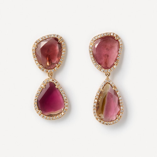 Earrings in gold with diamonds and tourmalines TOUS ATELIER image number 0