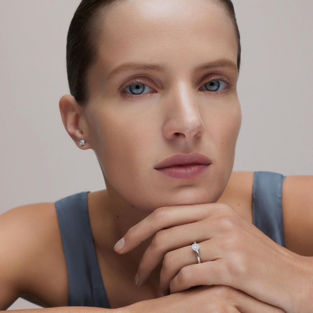 Pierścionek solitaire z białego złota z diamentami TOUS ATELIER