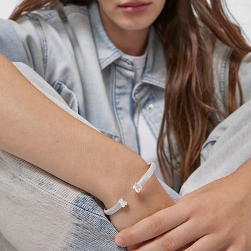 Mesh TOUS Silver Bangle Bear motif