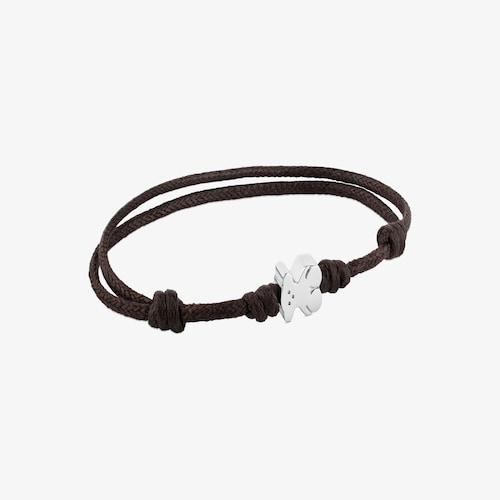 Pulsera Super Micro de Acero y Cord&oacute;n en color marr&oacute;n  