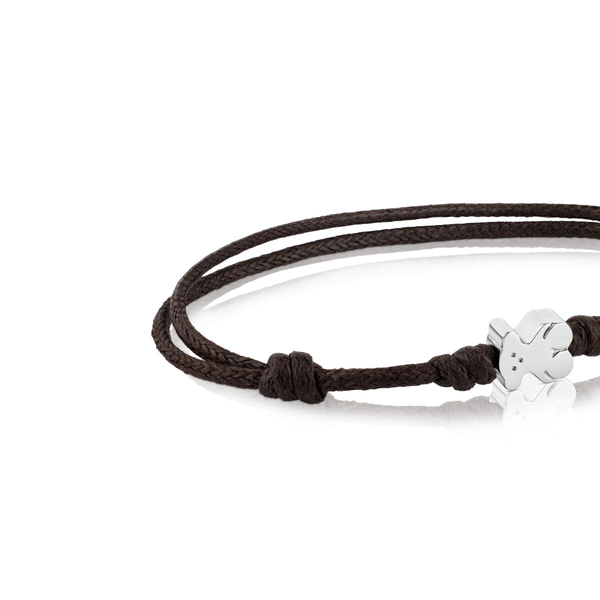 Pulsera de acero y cordón en color marrón Super Micro