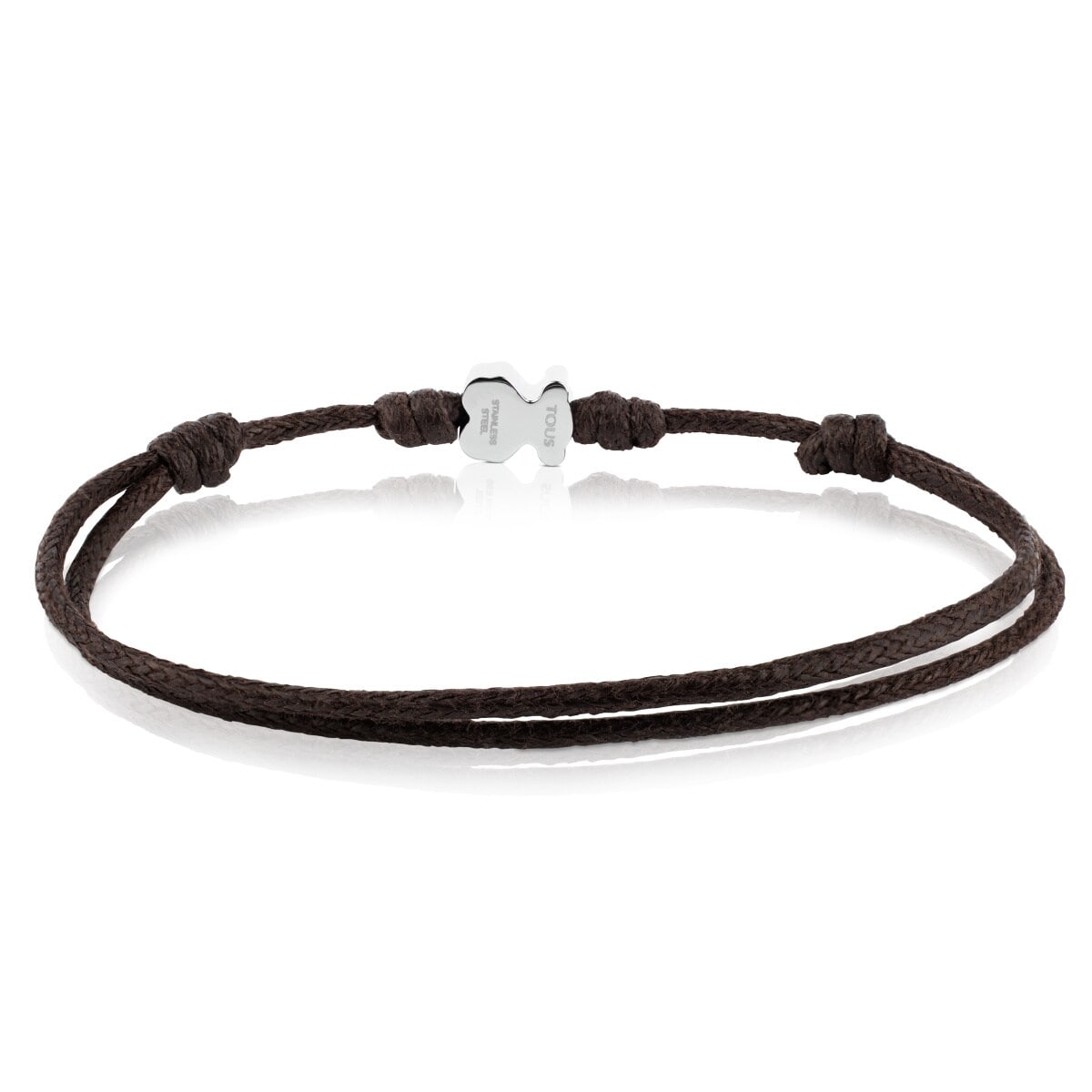 Pulsera de acero y cordón en color marrón Super Micro