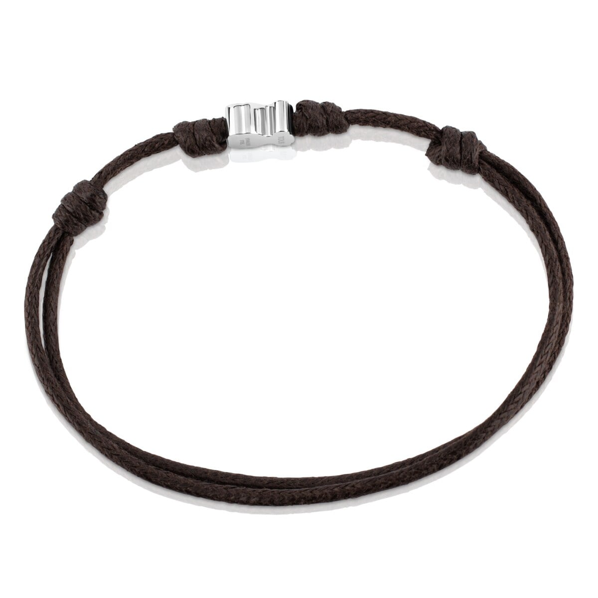 Pulsera de acero y cordón en color marrón Super Micro