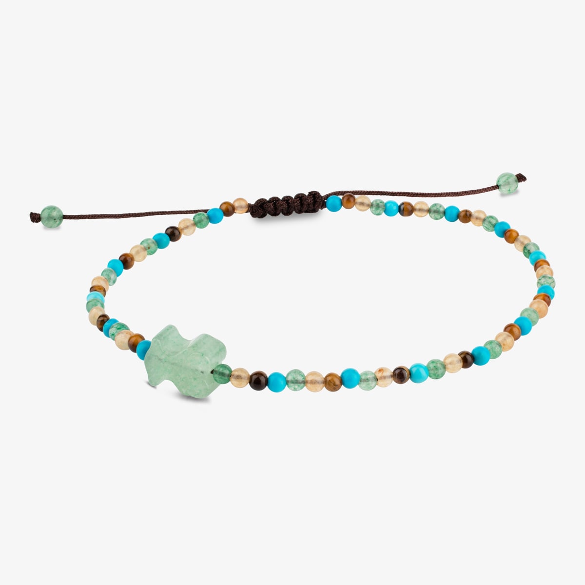 Pulsera De Gemas Multicolor Motivo Oso Tibet