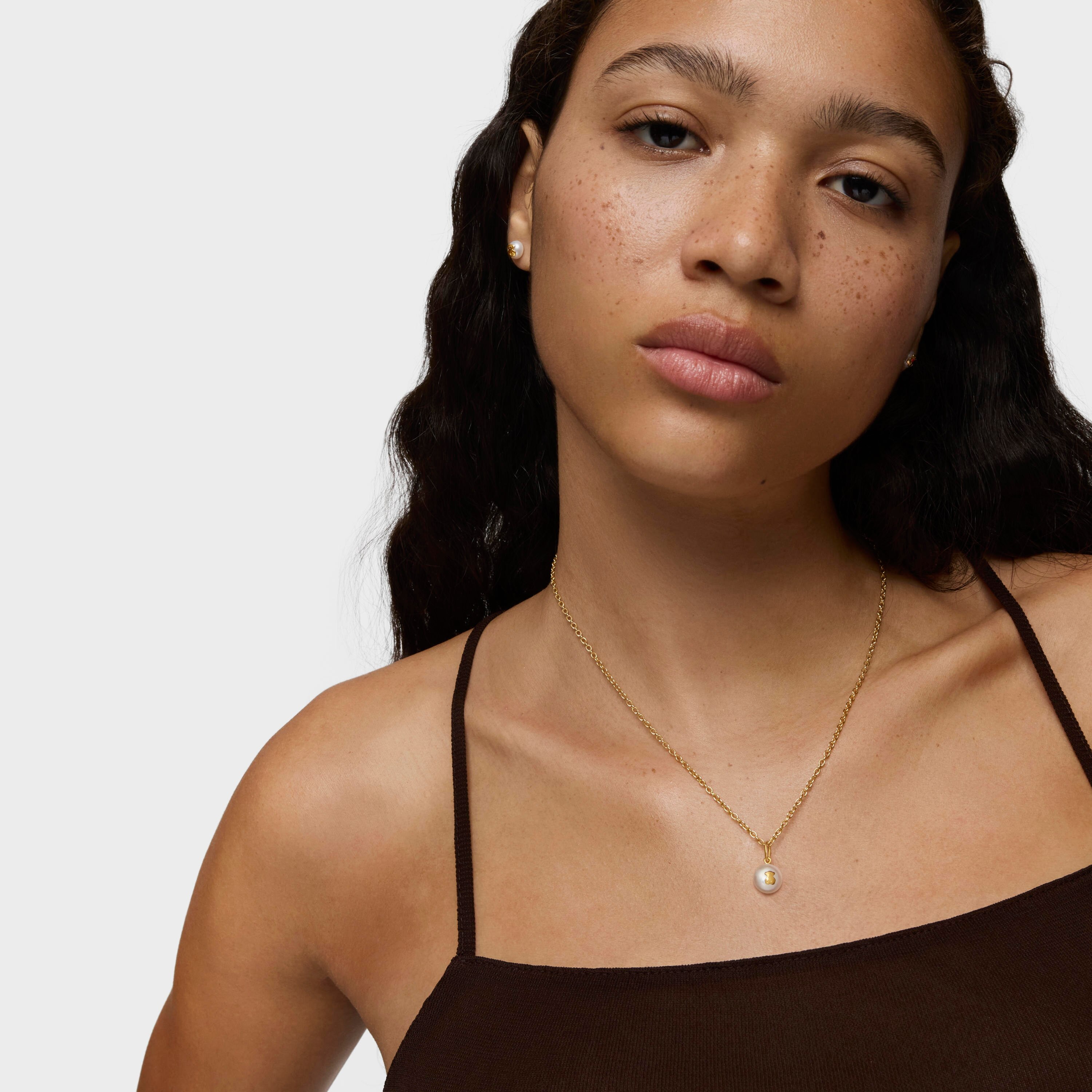 18K solid gold Sweet Dolls Pendant with pearl