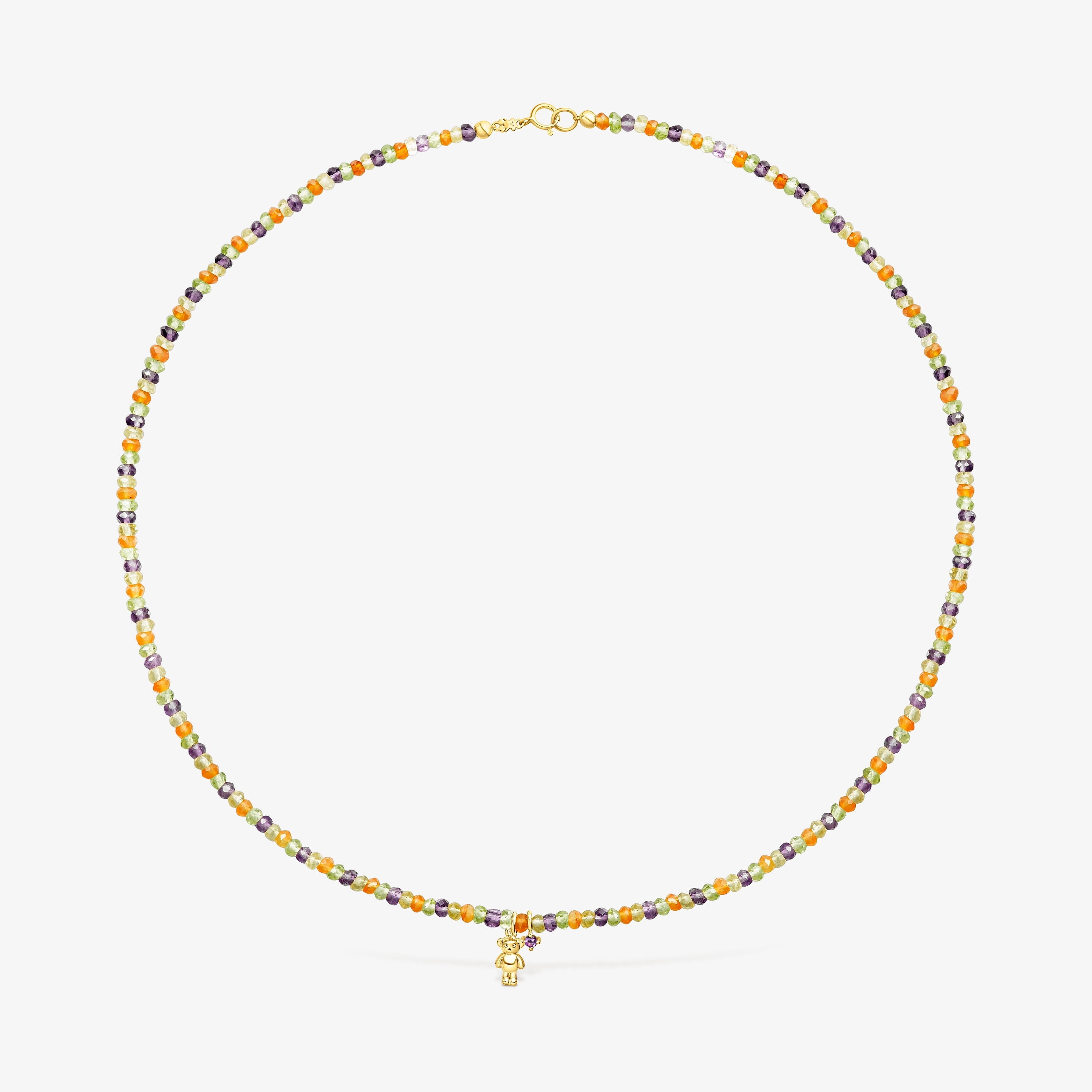 18K Solid Gold TOUS Teddy Bear Choker with gemstones