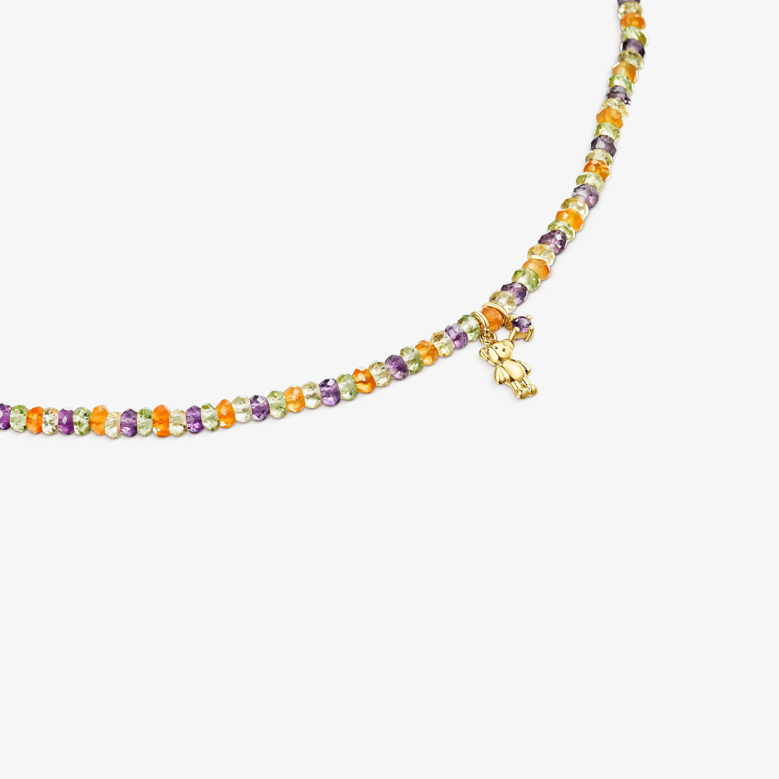 18K Solid Gold TOUS Teddy Bear Choker with gemstones