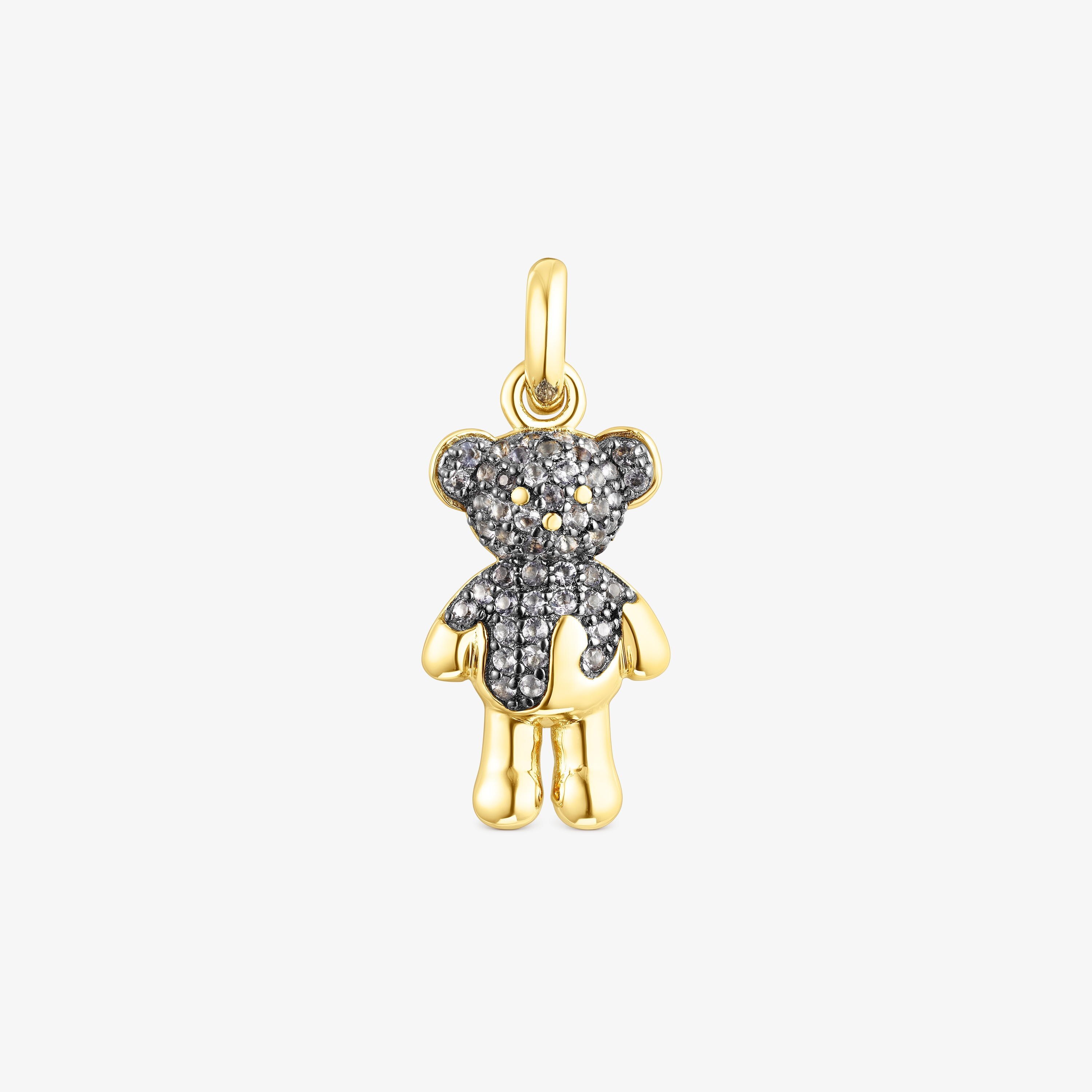 Silver vermeil TOUS Teddy Bear Splash Pendant with iolite