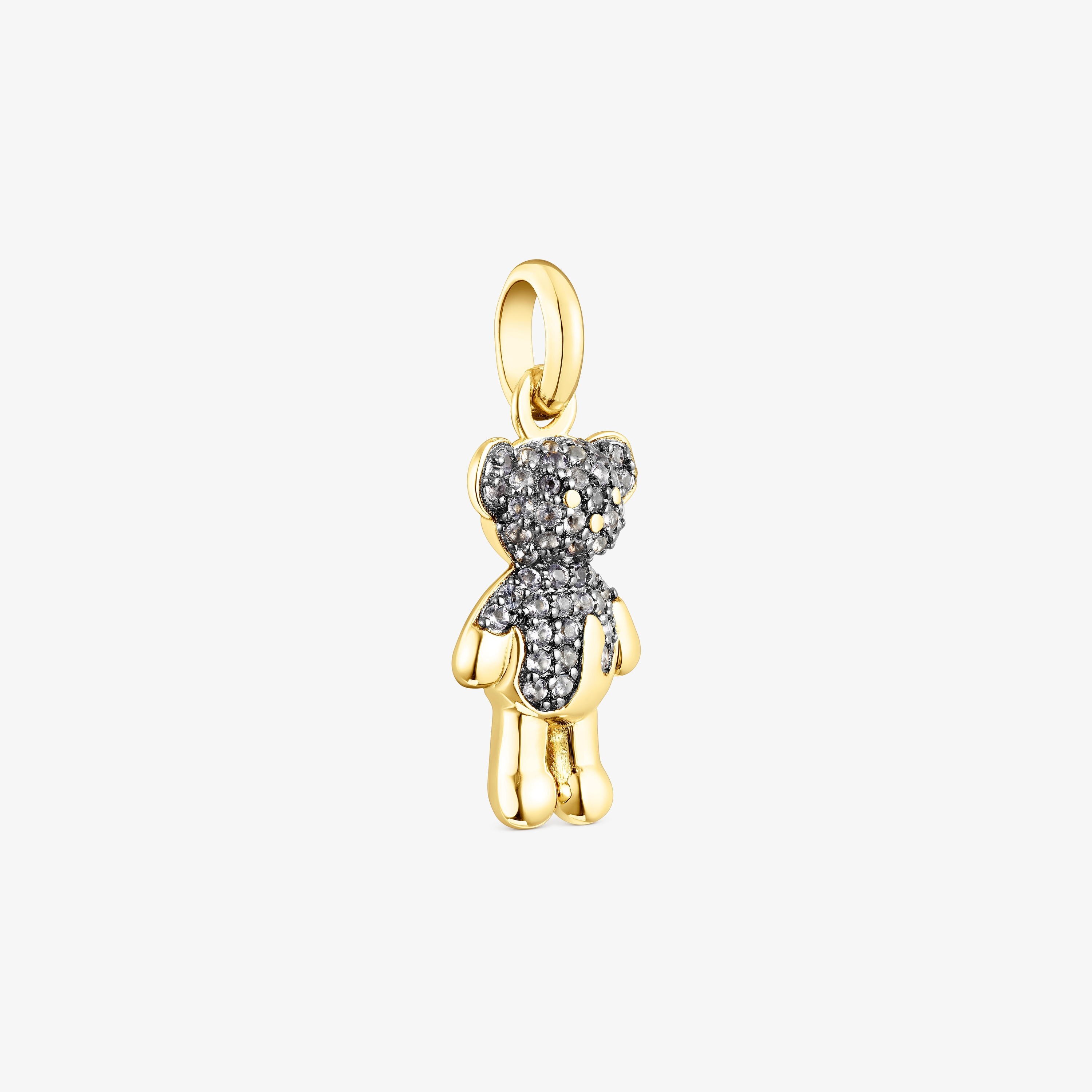 Silver vermeil TOUS Teddy Bear Splash Pendant with iolite