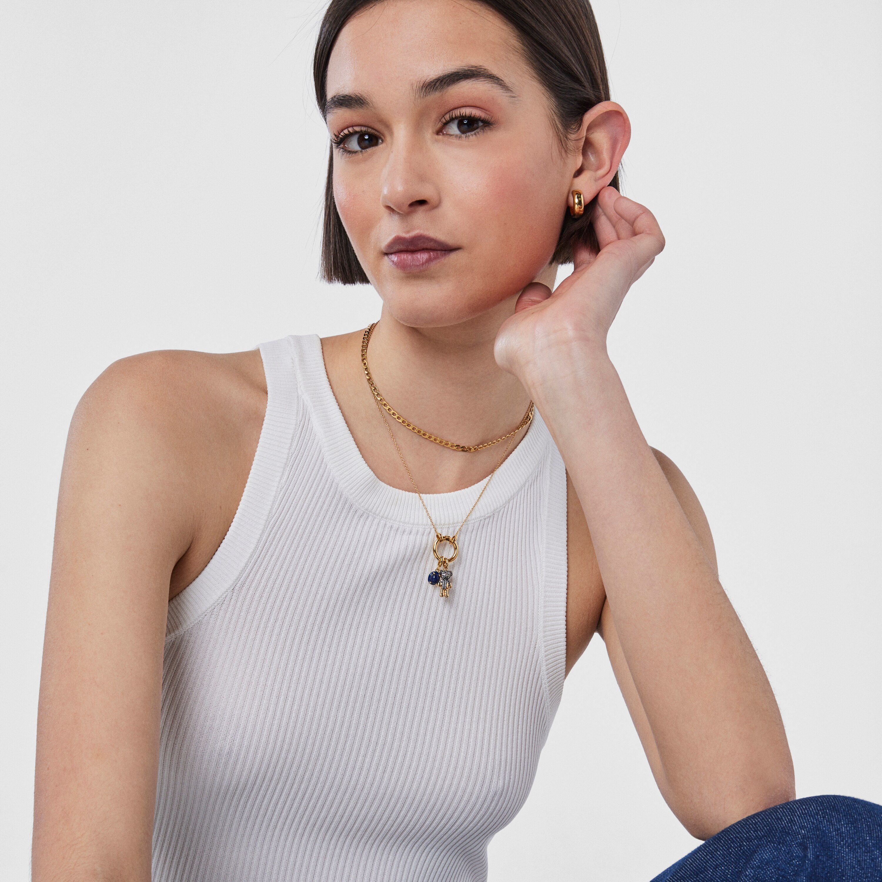 【hug your skin】 Glitter Melted Tee /追跡付 Silver vermeil TOUS Teddy Bear Splash Pendant with iolite | TOUS