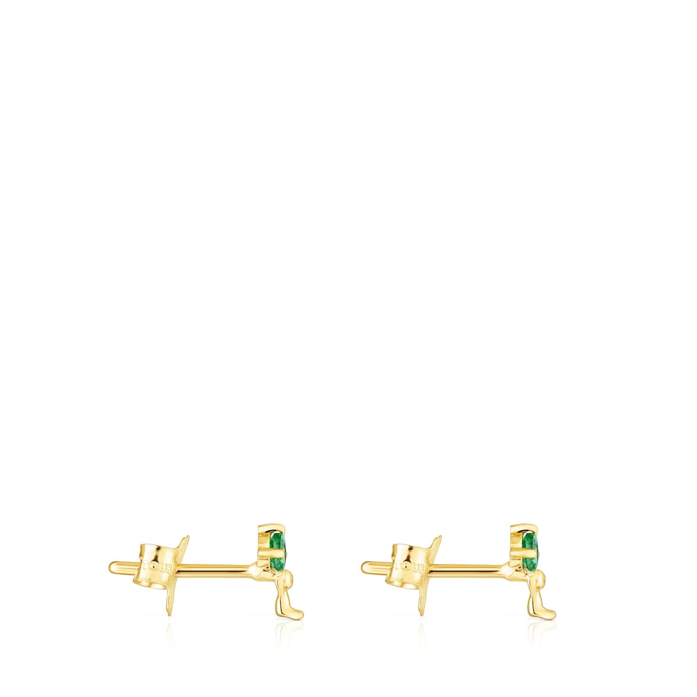 18K Solid Gold Teddy Bear Earrings with tsavorite