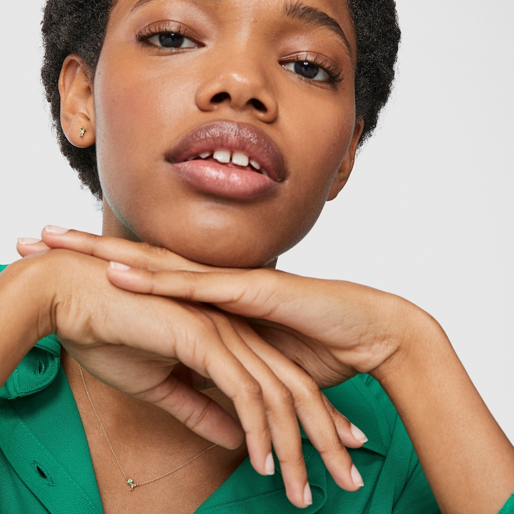 18K Solid Gold Teddy Bear Earrings with tsavorite