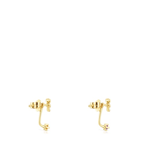 Gold TOUS Teddy Bear Earrings with gemstones