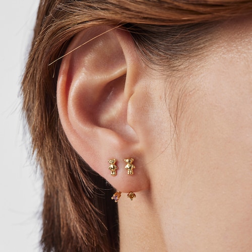 Gold TOUS Teddy Bear Earrings with gemstones