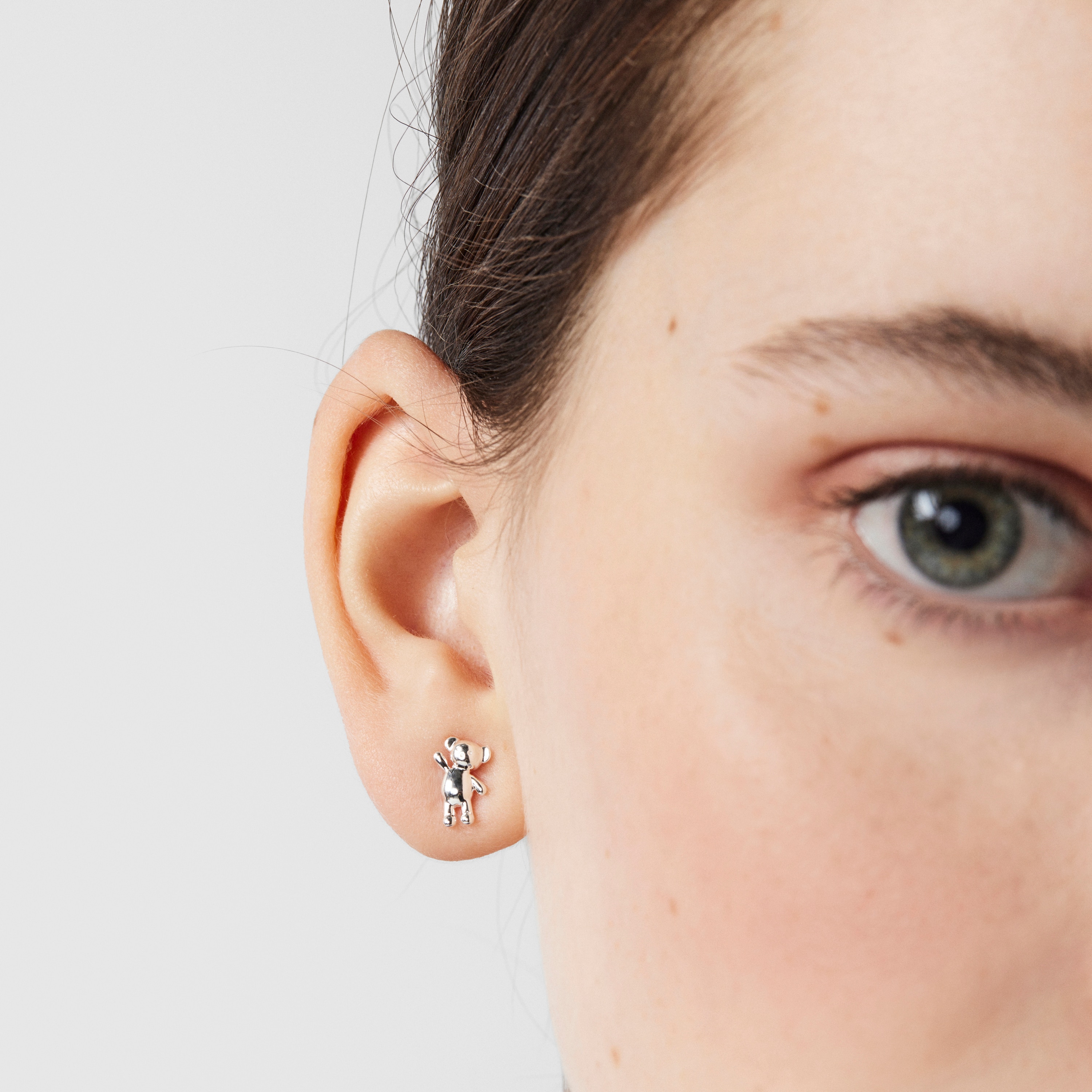 Silver Teddy Bear Earrings