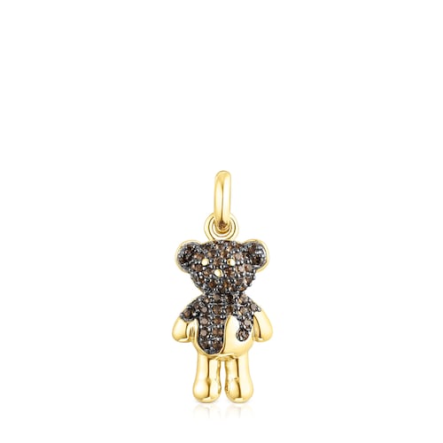 Colgante con baño de oro 18 kt sobre plata y cuarzo ahumado TOUS Teddy Bear Splash