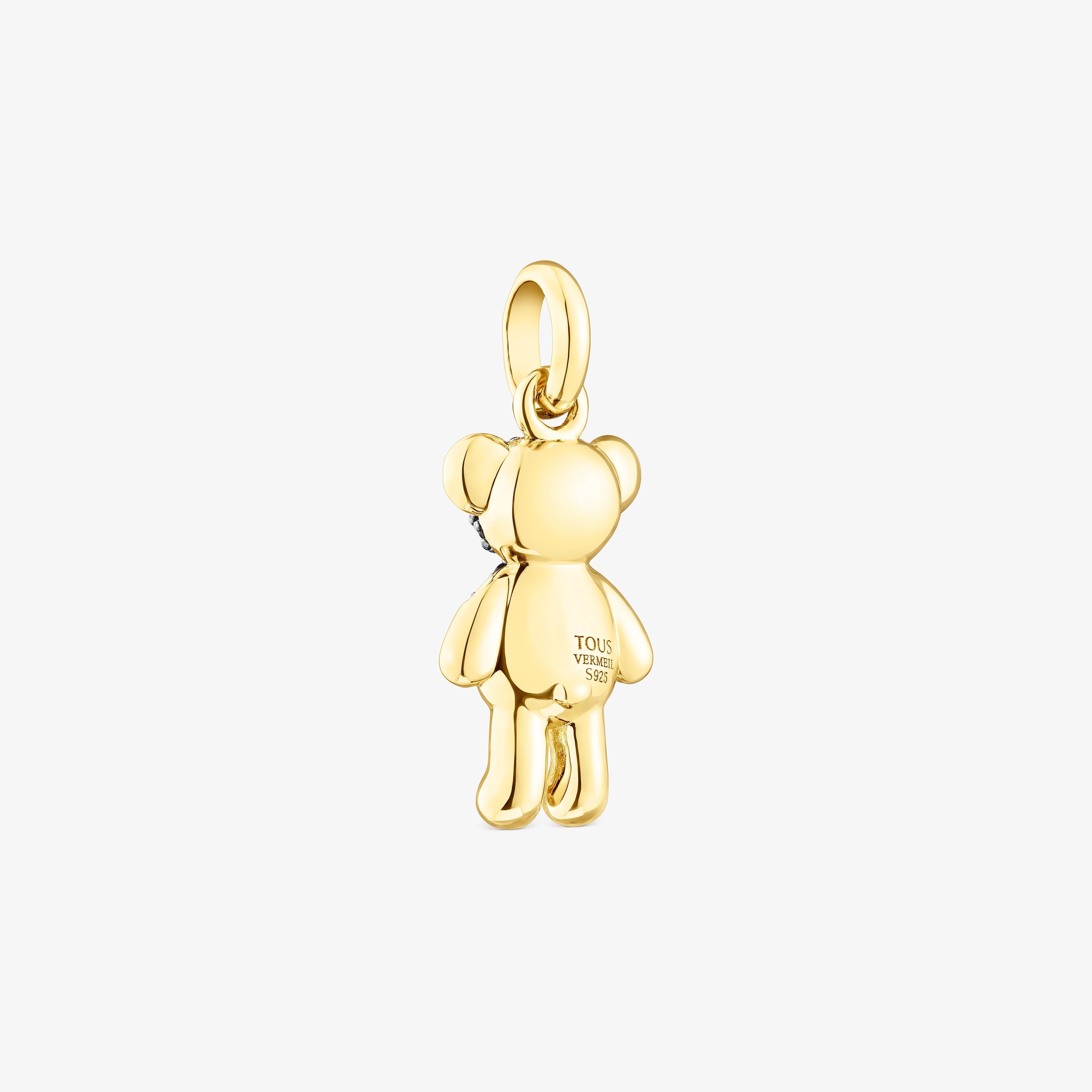 Silver vermeil TOUS Teddy Bear Splash Pendant with smoky quartz