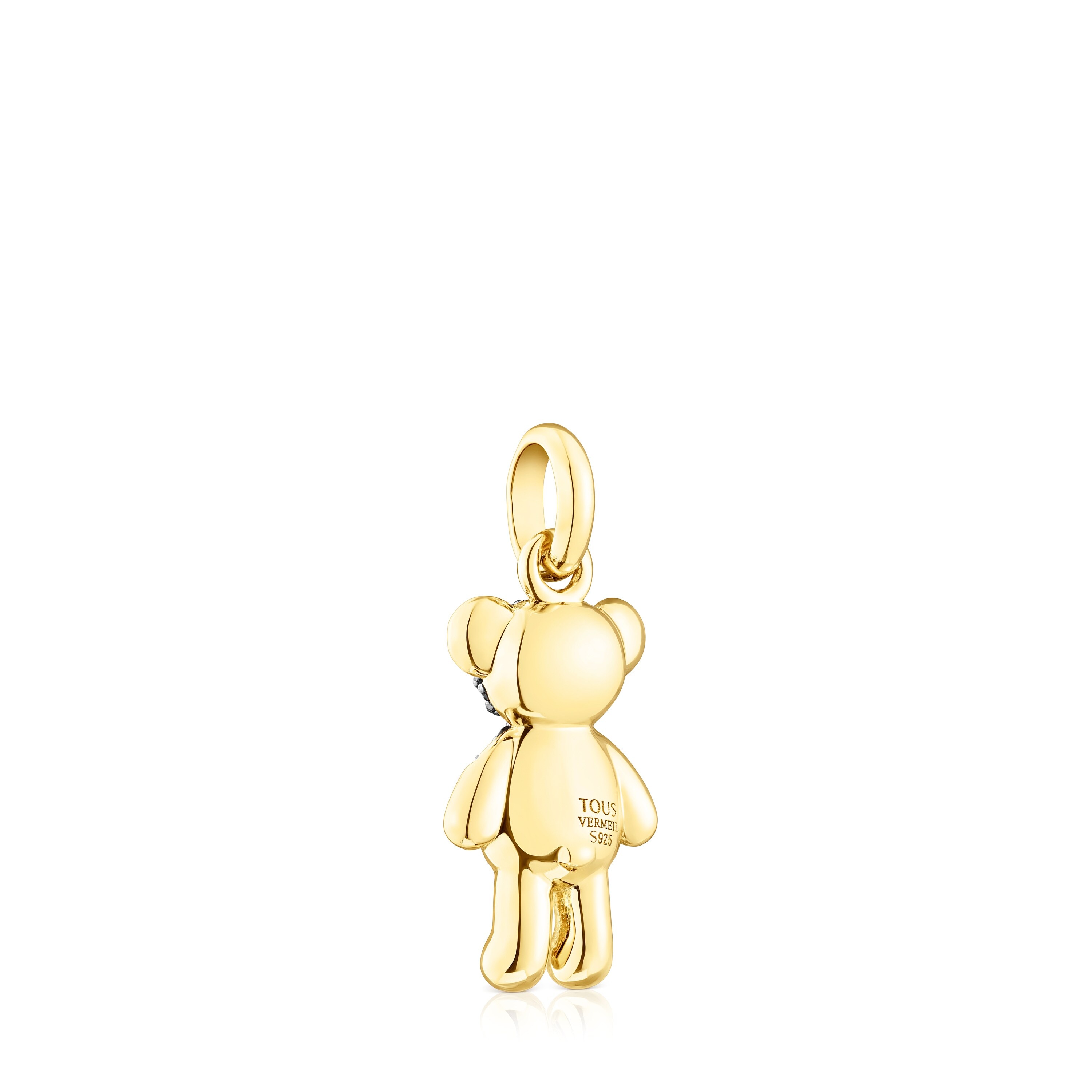Silver vermeil TOUS Teddy Bear Splash Pendant with smoky quartz