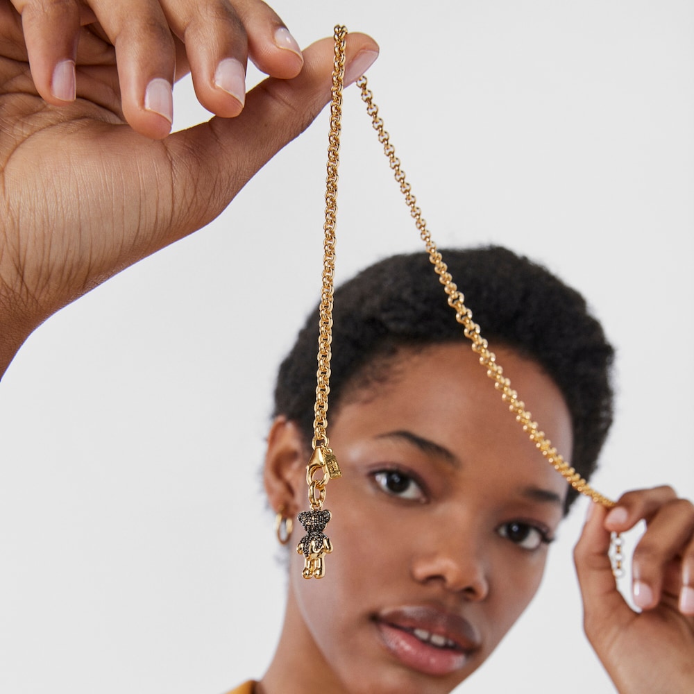 Pr&iacute;vesok z&nbsp;pozl&aacute;ten&eacute;ho striebra s&nbsp;dymov&yacute;m kremeňom z&nbsp;kolekcie TOUS Teddy Bear Splash