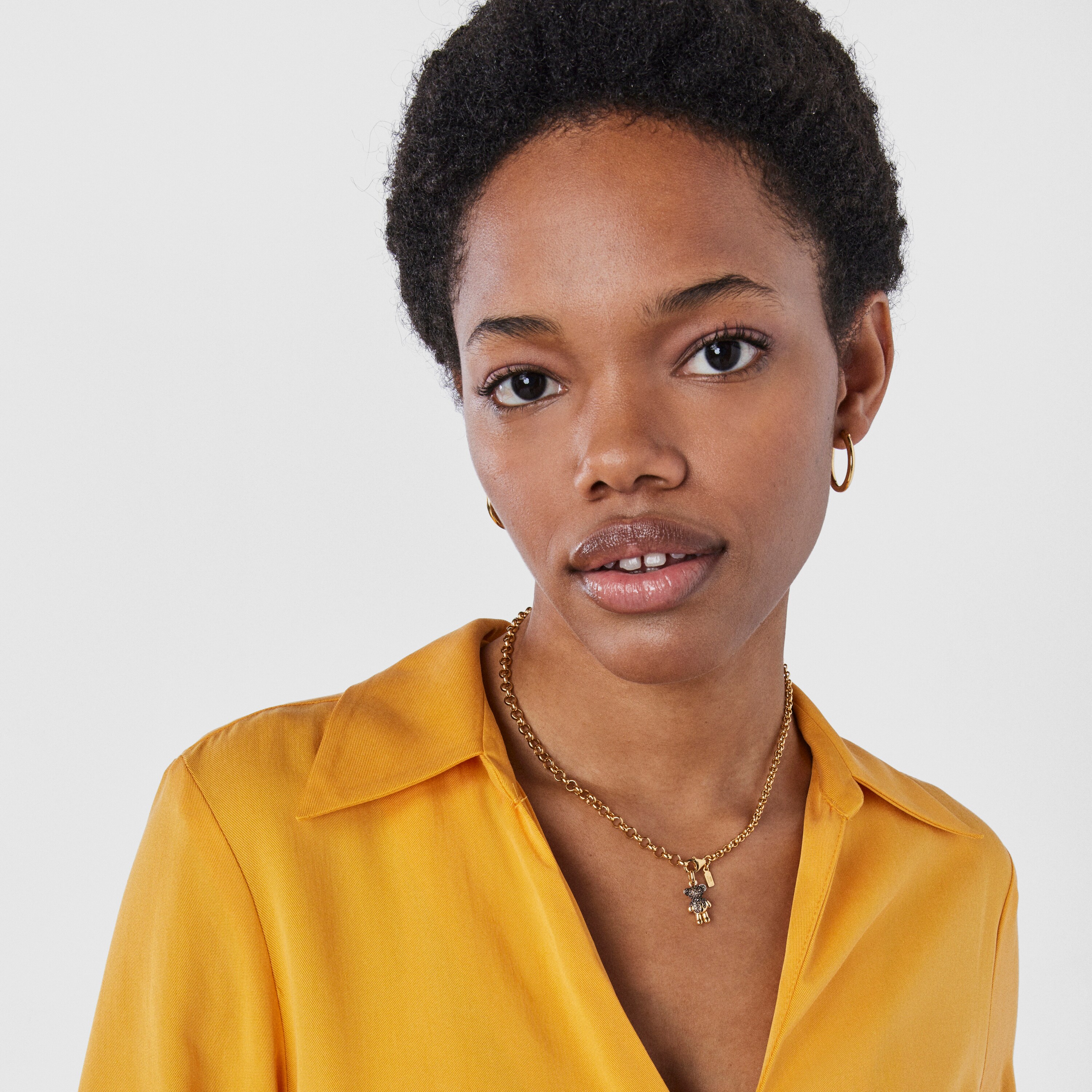 Silver vermeil TOUS Teddy Bear Splash Pendant with smoky quartz