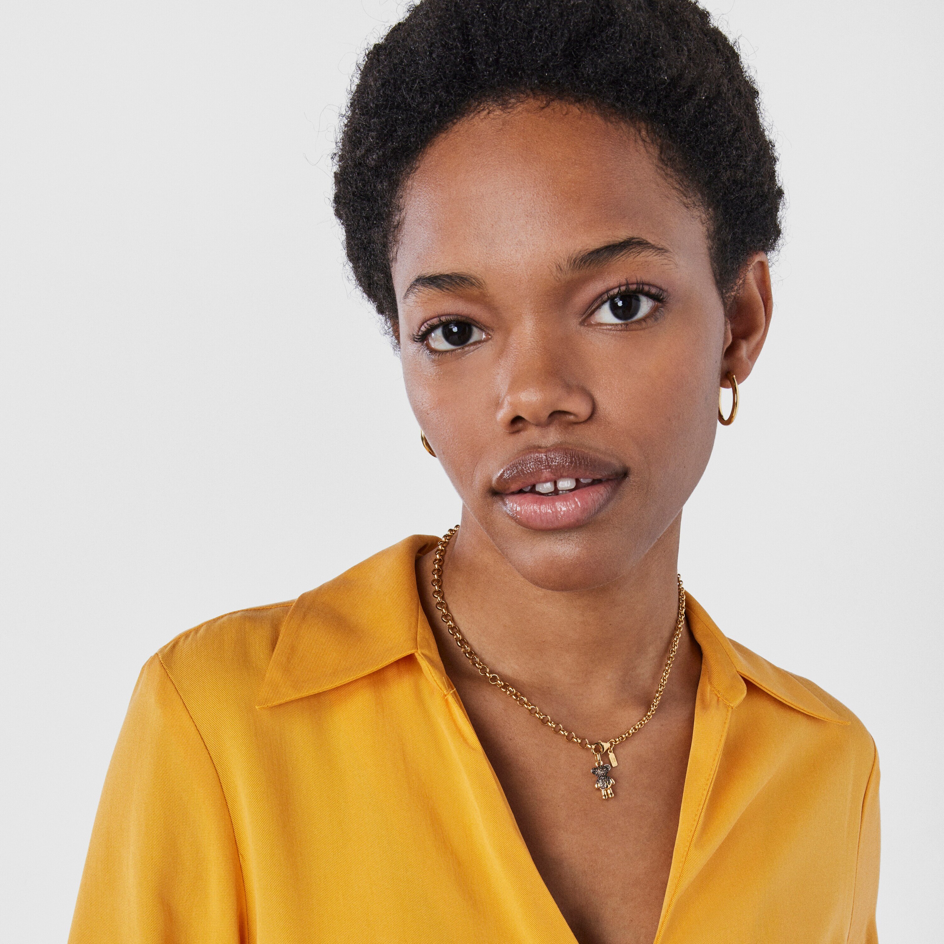 Silver vermeil TOUS Teddy Bear Splash Pendant with smoky quartz