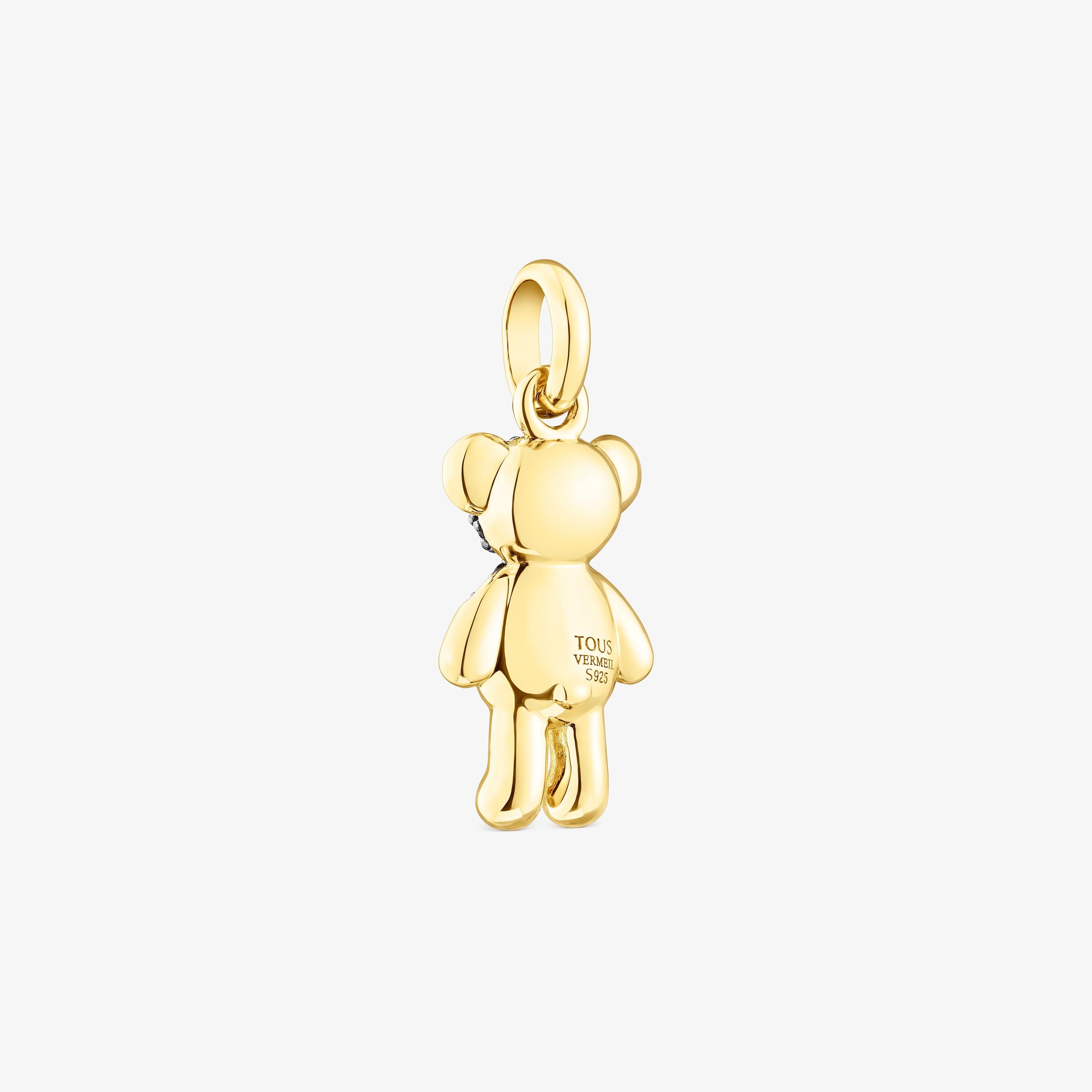 Silver vermeil TOUS Teddy Bear Splash Pendant with chrome diopside