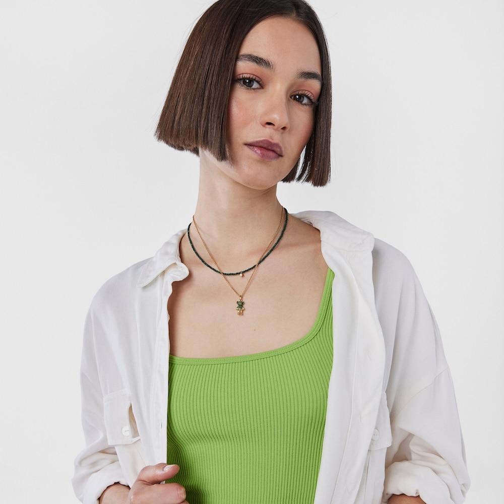 Wisiorek TOUS Teddy Bear Splash wykonany ze srebra vermeil z chromowanym diopsydem