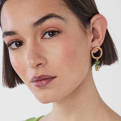 Silver vermeil TOUS Teddy Bear Splash Pendant with chrome diopside