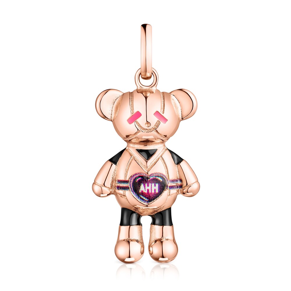 Rose silver vermeil MOS Bears &ldquo;AHH&rdquo; Pendant with black enamel