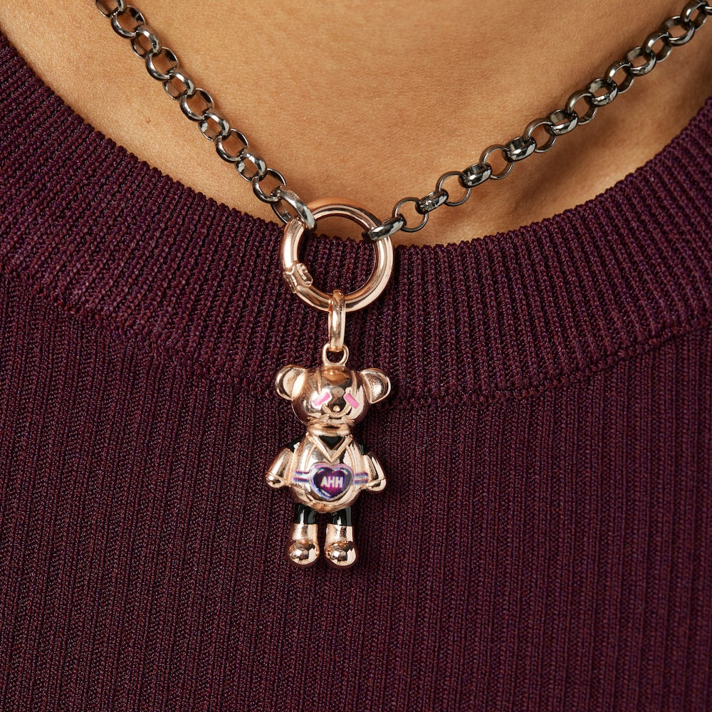 Rose silver vermeil MOS Bears &ldquo;AHH&rdquo; Pendant with black enamel