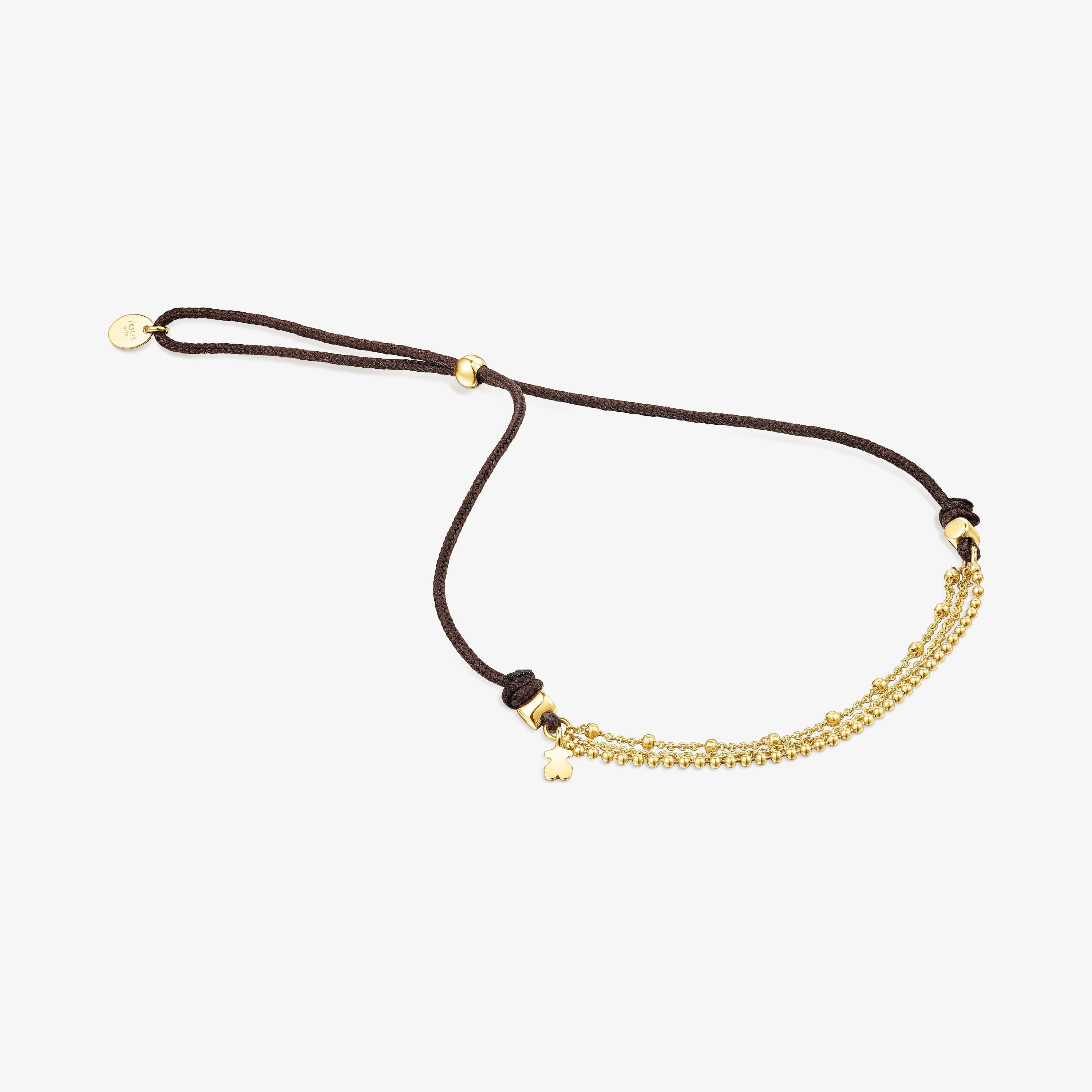 18K Solid Gold and nylon TOUS Cool Joy Bracelet with chains