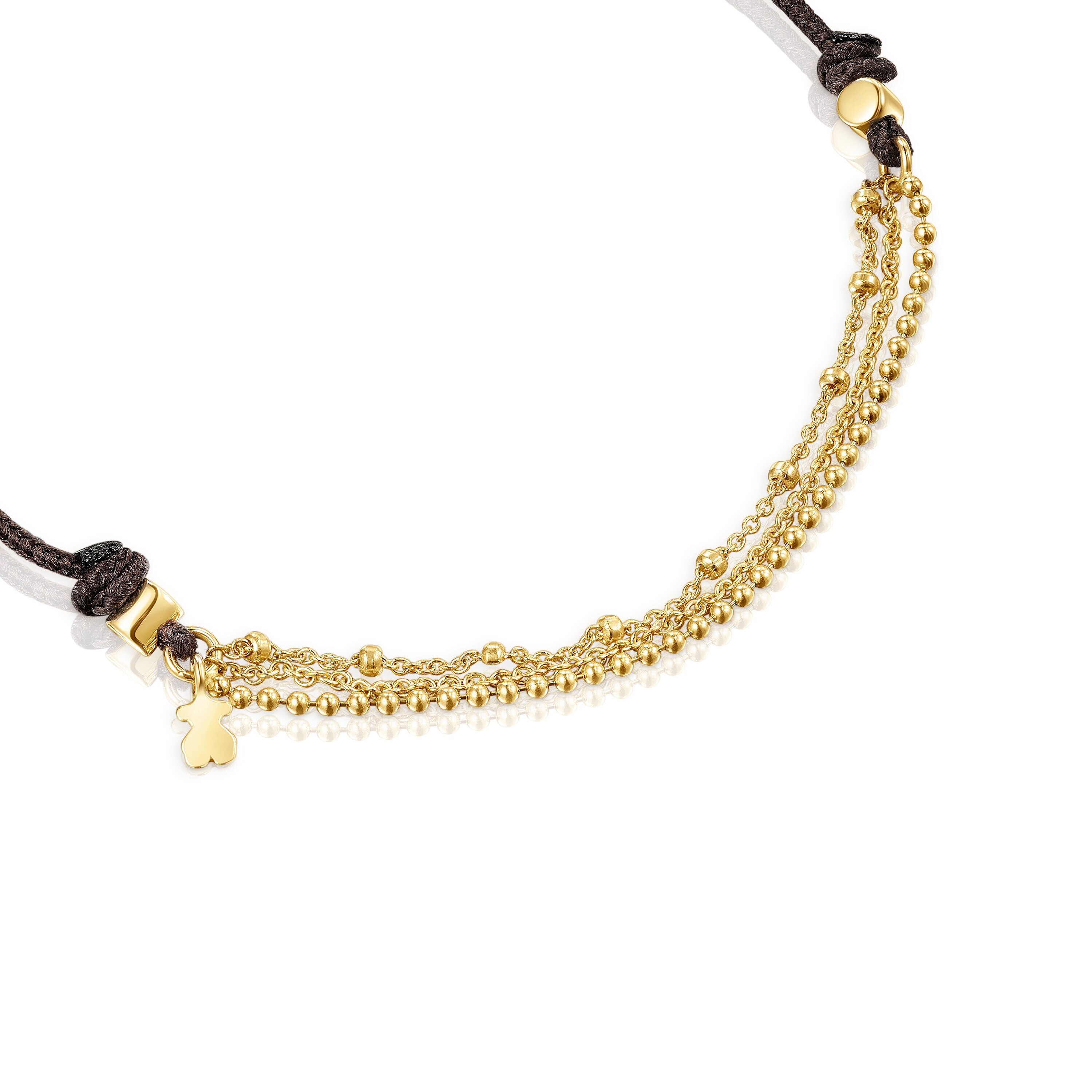 18K Solid Gold and nylon TOUS Cool Joy Bracelet with chains
