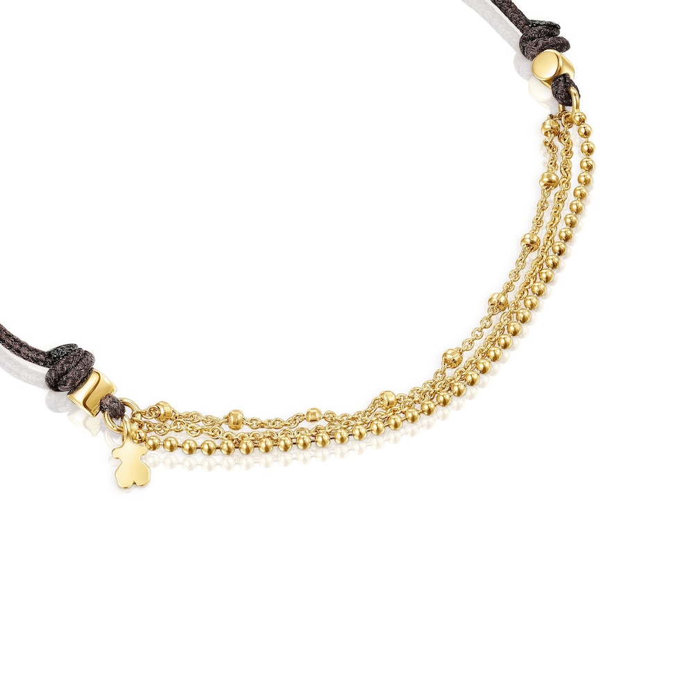 18K Solid Gold and nylon TOUS Cool Joy Bracelet with chains