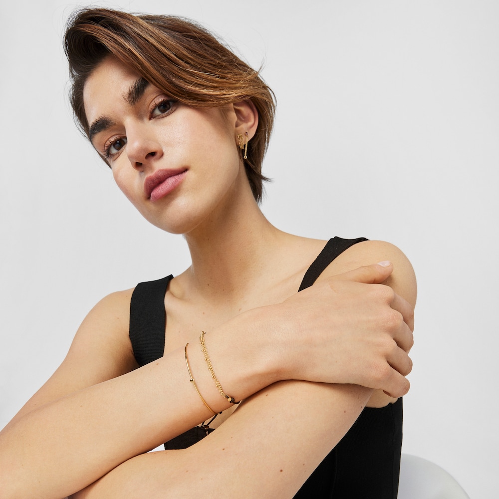 18K Solid Gold and nylon TOUS Cool Joy Bracelet with chains