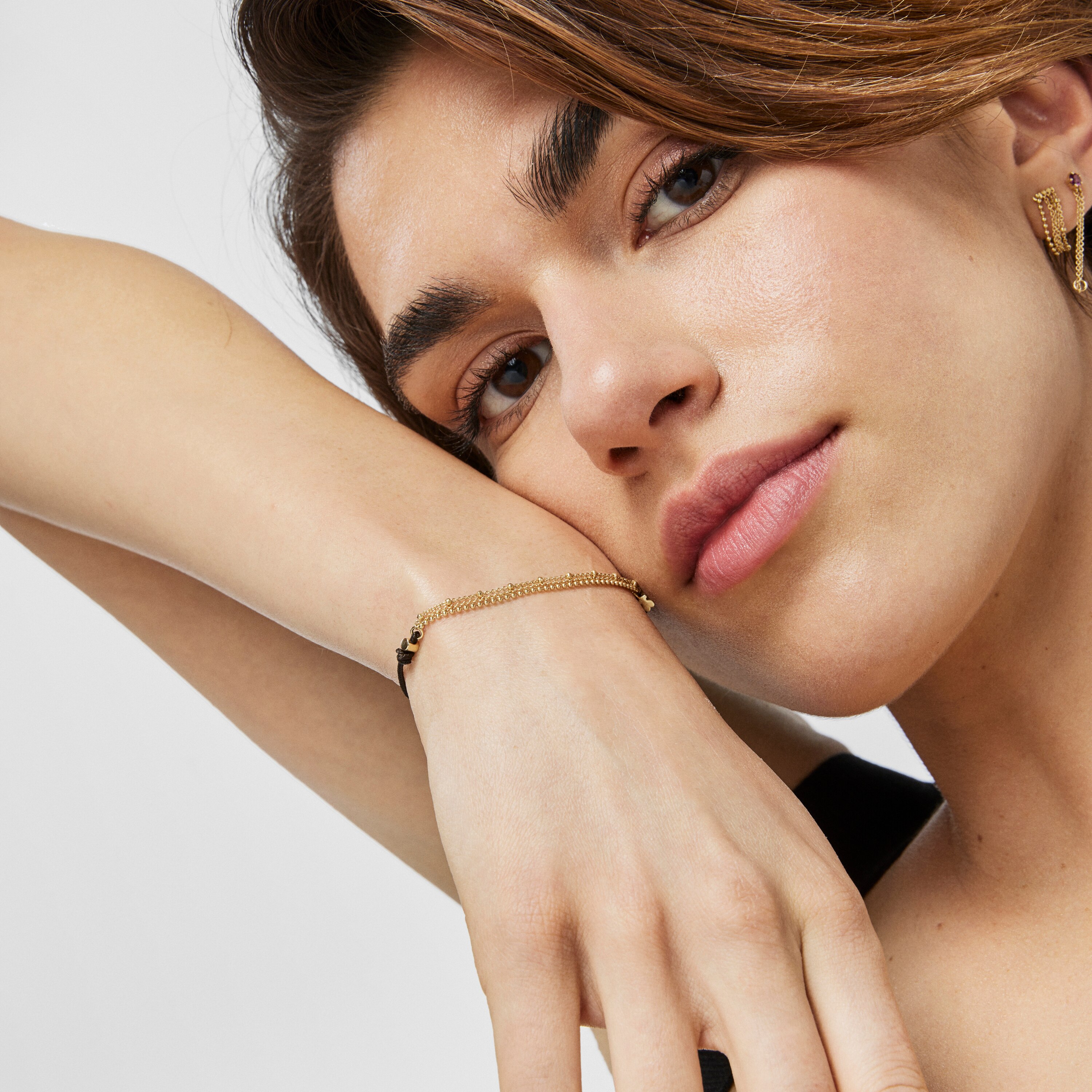 18K Solid Gold and nylon TOUS Cool Joy Bracelet with chains