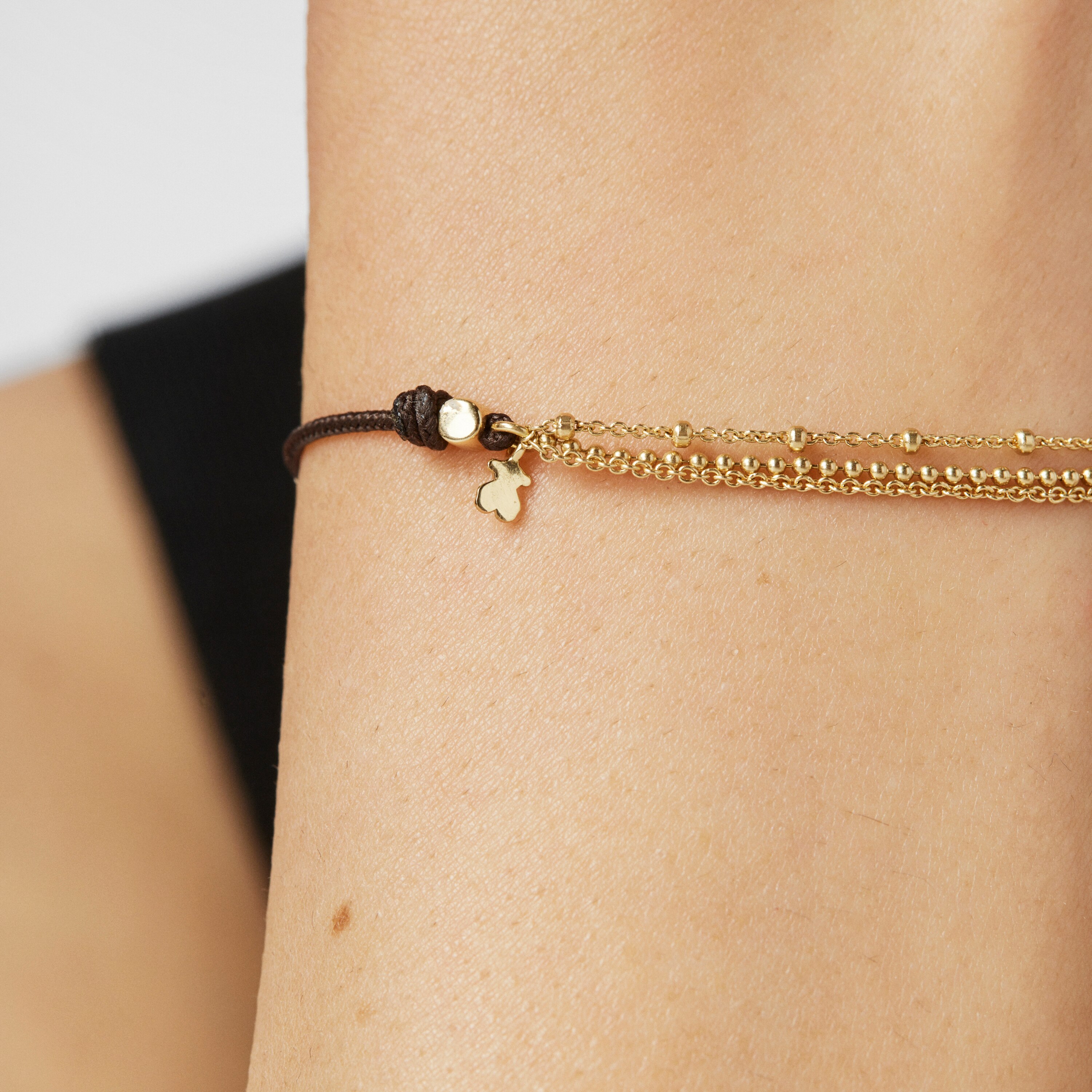 18K Solid Gold and nylon TOUS Cool Joy Bracelet with chains