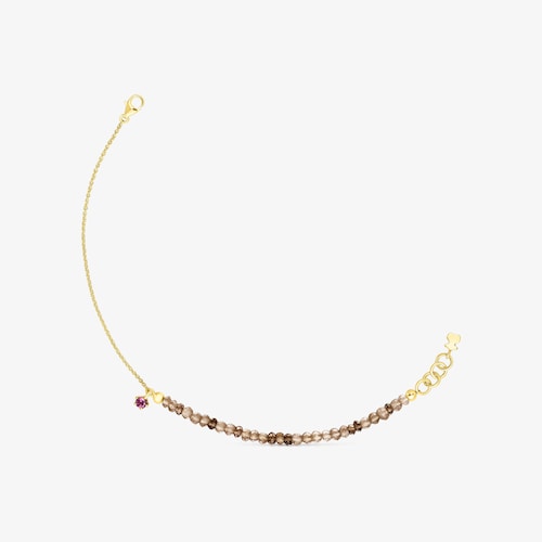 Pulsera de oro con cuarzo ahumado y rodolita Cool Joy
