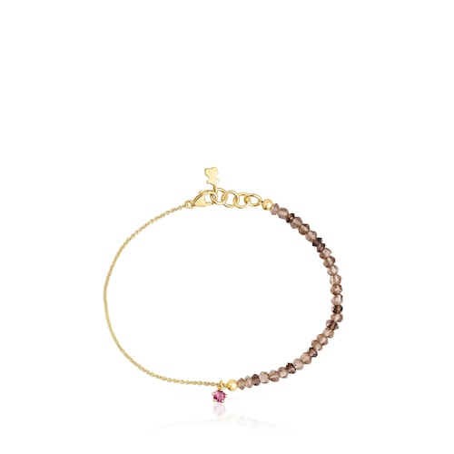 Pulsera de oro con cuarzo ahumado y rodolita Cool Joy