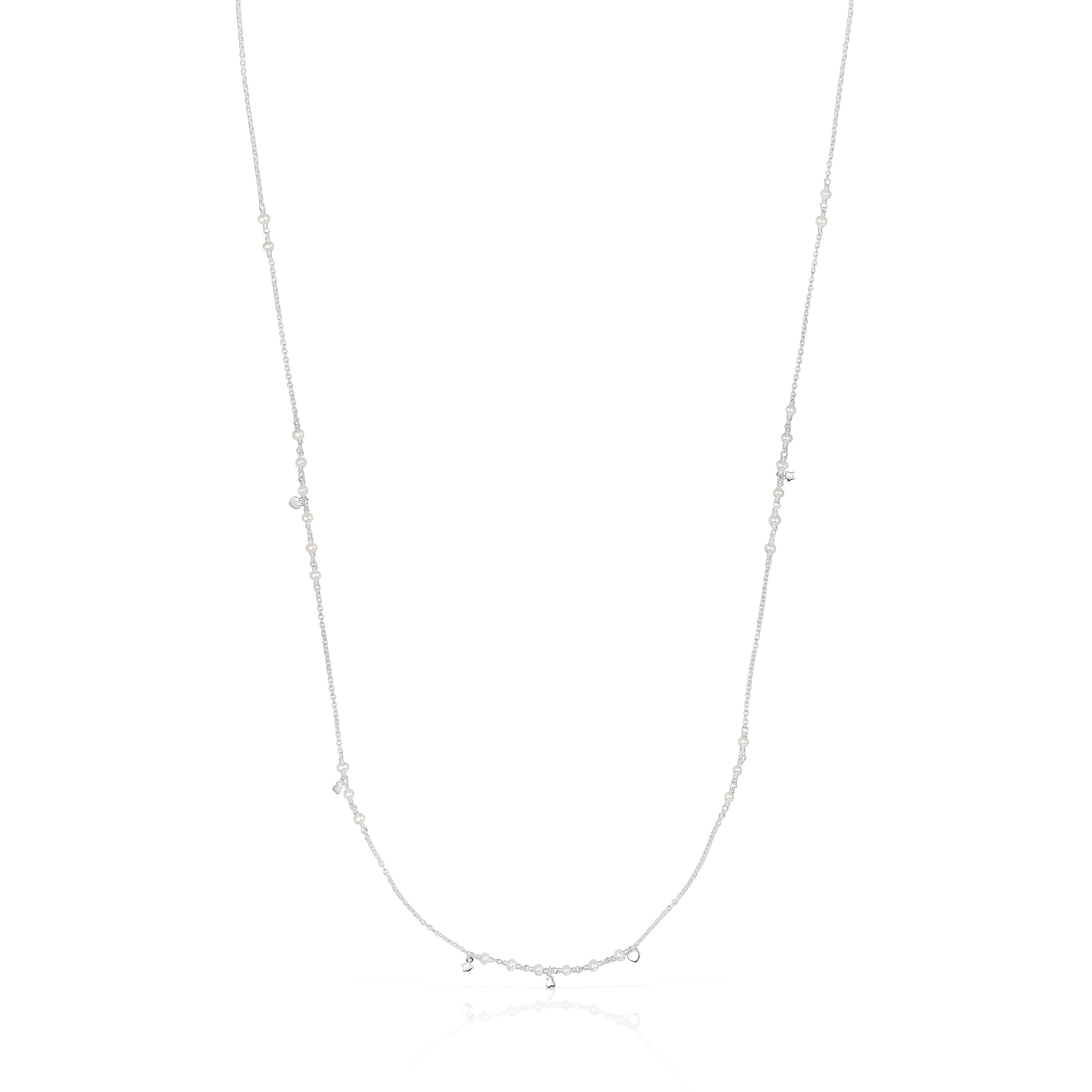 Silver and pearl TOUS Cool Joy Necklace with charms