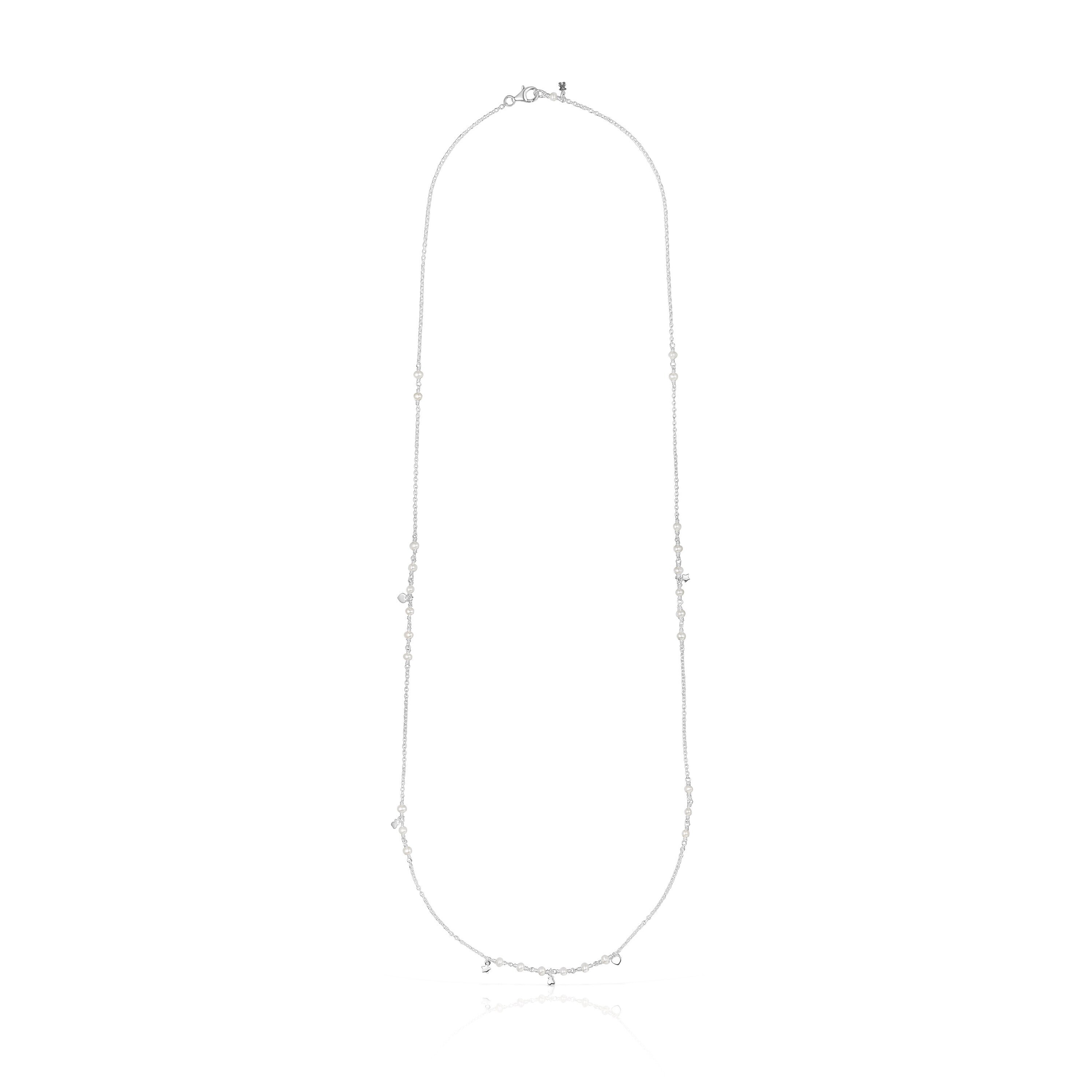 Silver and pearl TOUS Cool Joy Necklace with charms