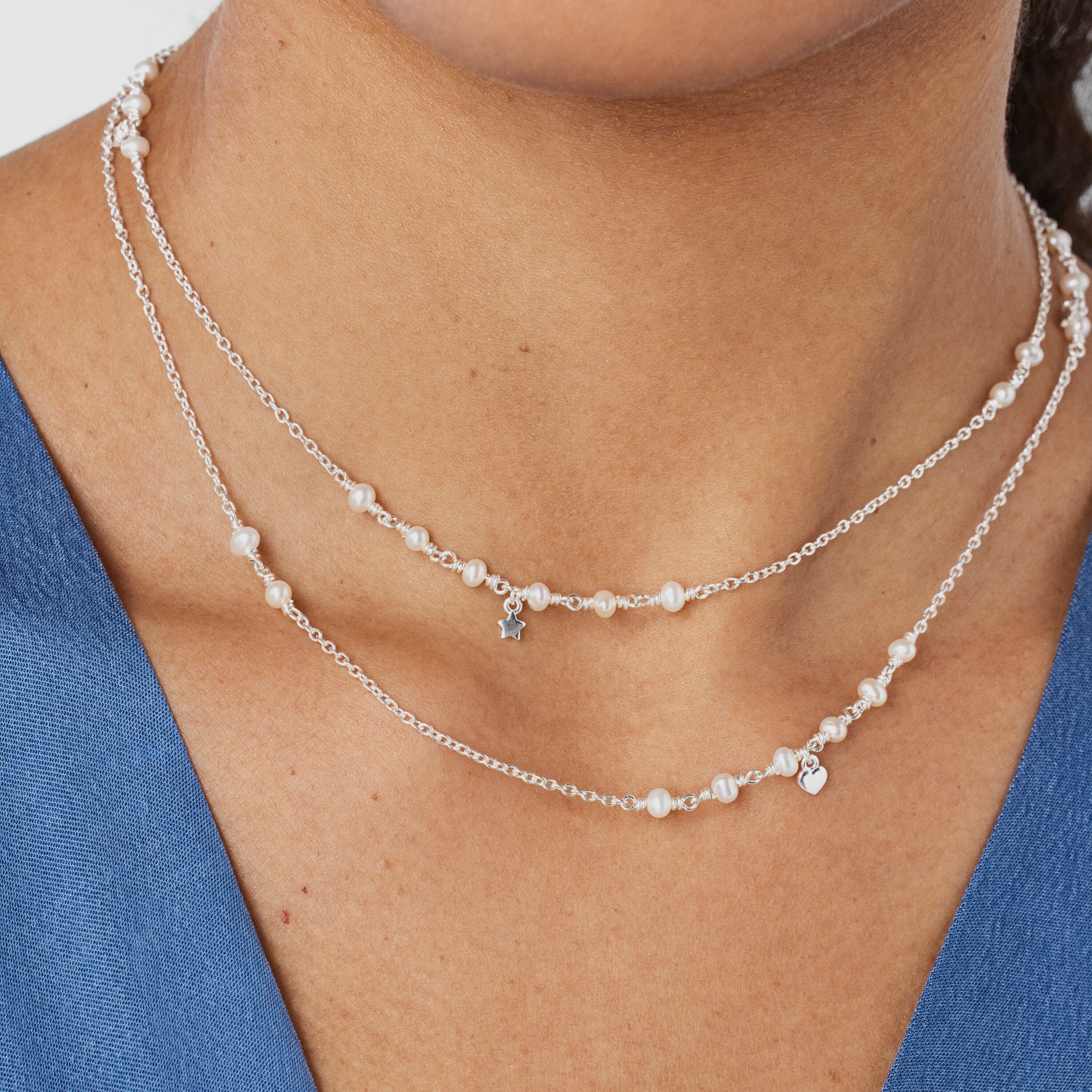 Silver and pearl TOUS Cool Joy Necklace with charms