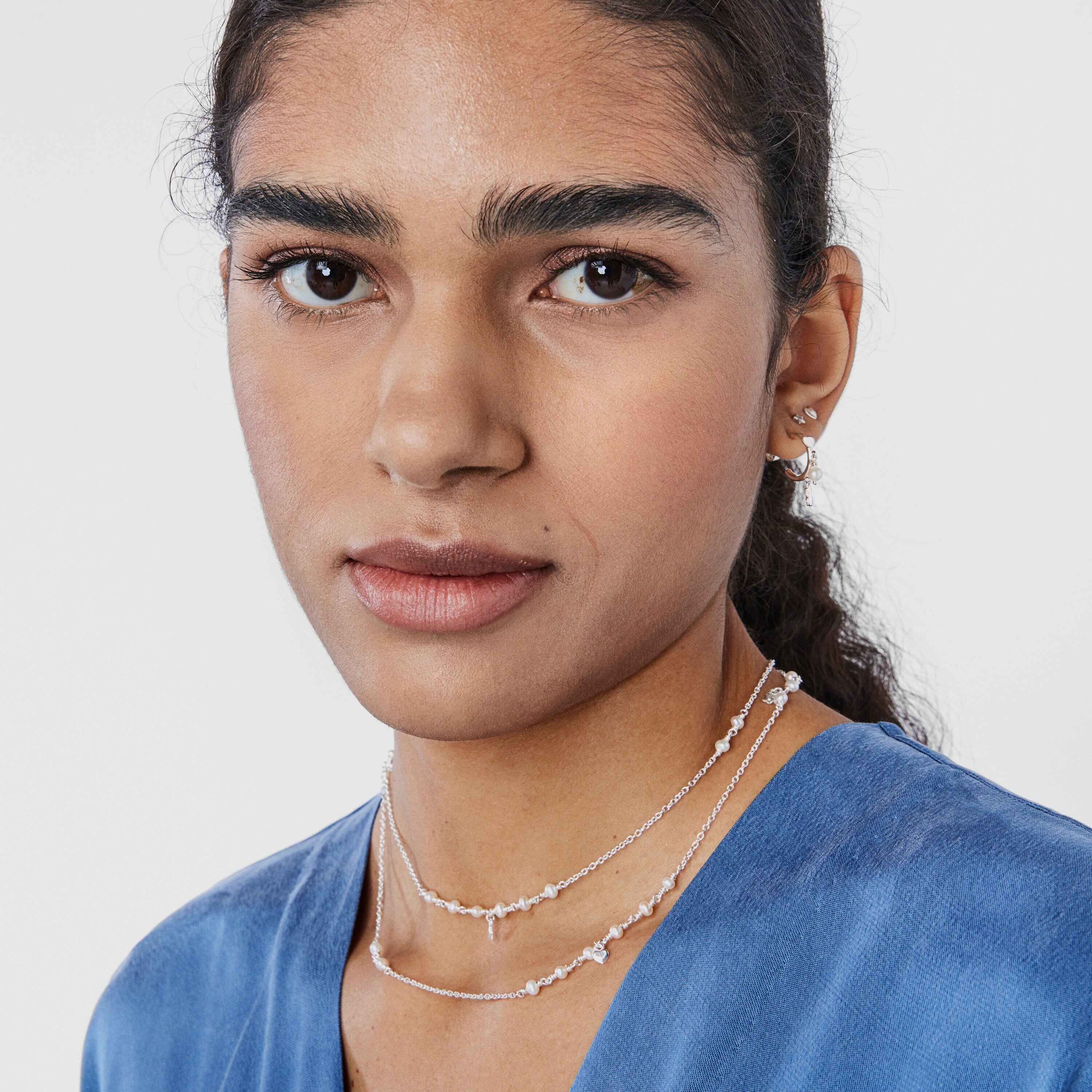 Silver and pearl TOUS Cool Joy Necklace with charms