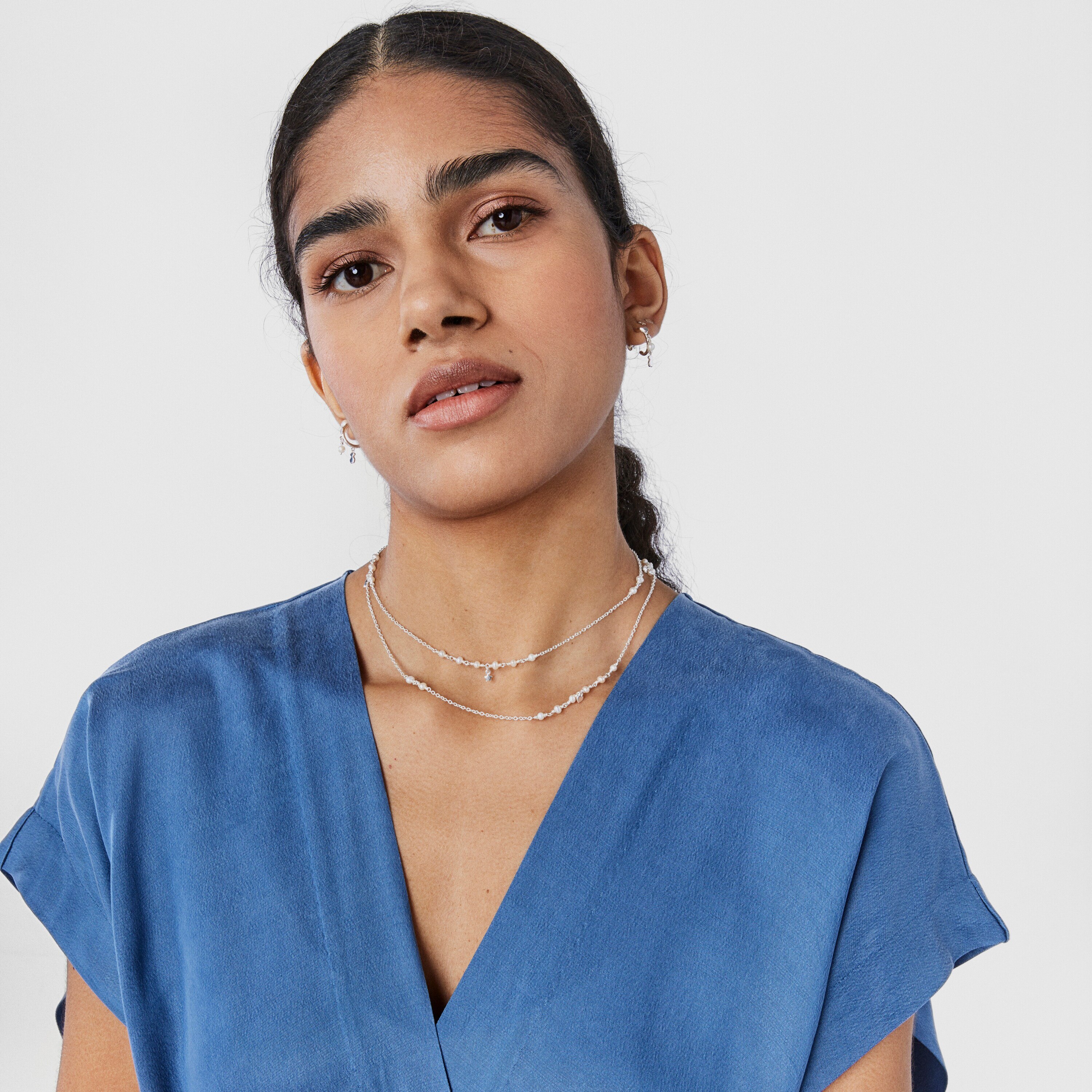 Silver and pearl TOUS Cool Joy Necklace with charms