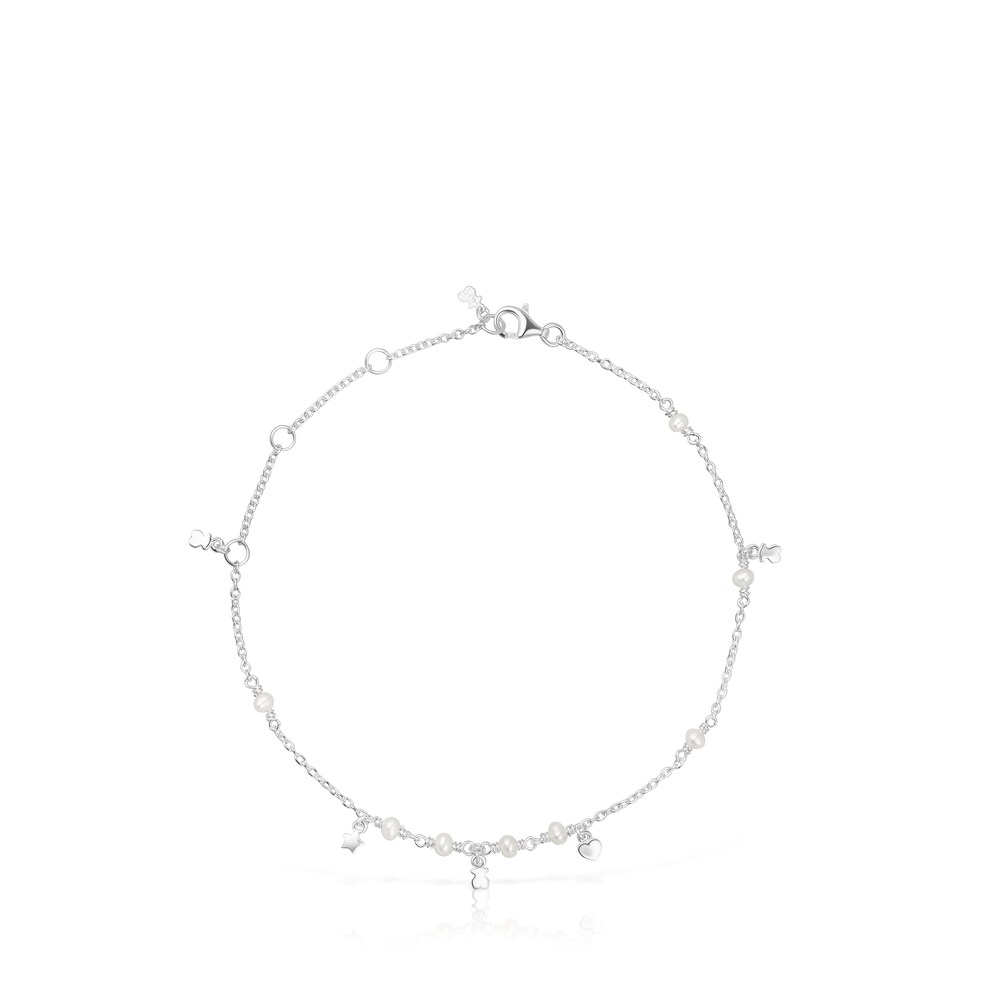 Bransoletka na kostkę TOUS Cool Joy wykonana ze srebra z perłą i charmsami