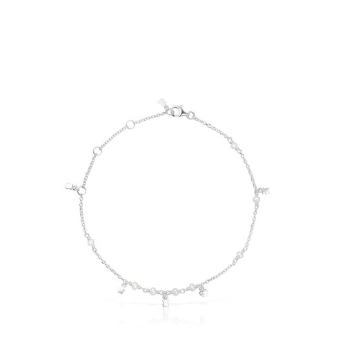 Tobillera de plata y perlas con motivos TOUS Cool Joy