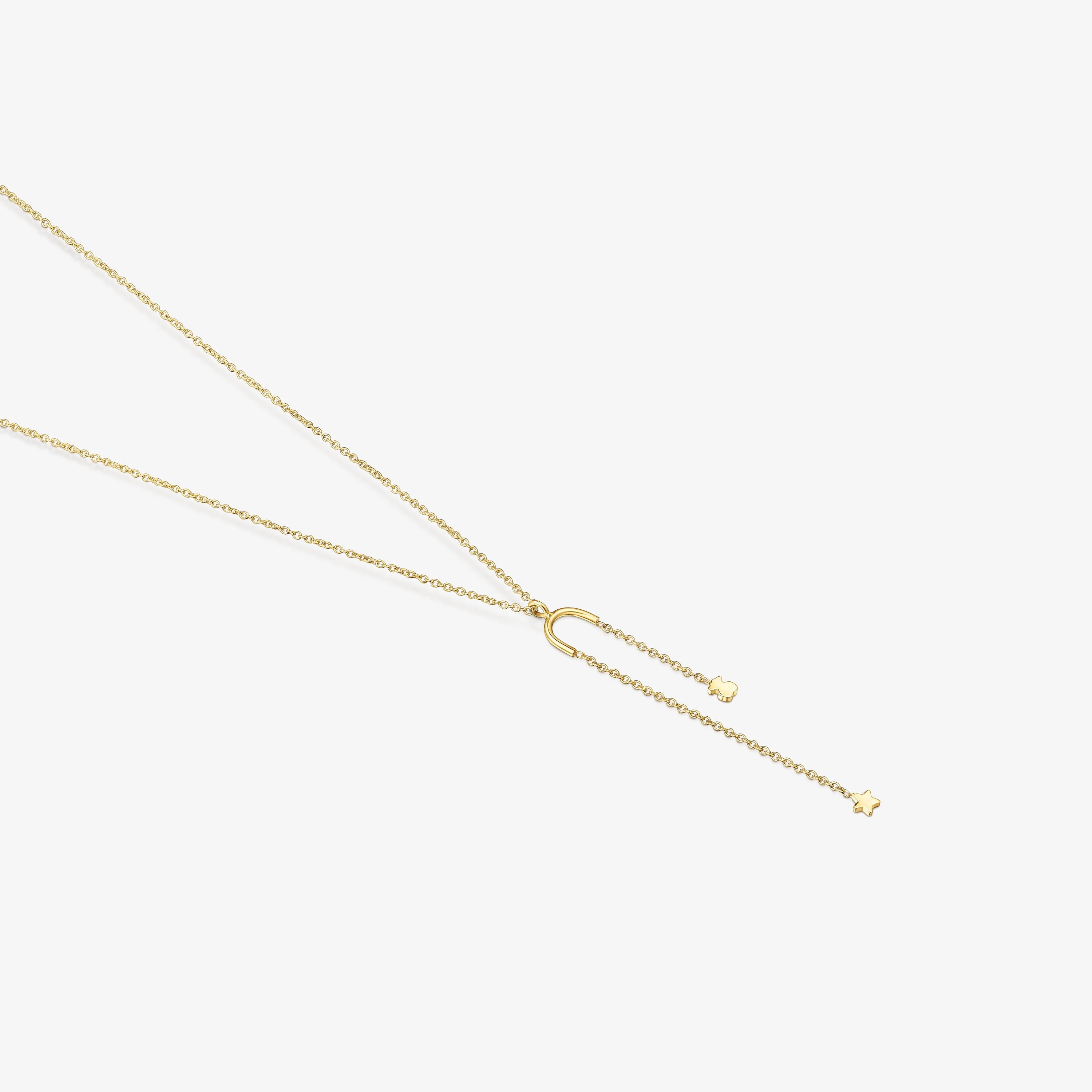 18K Solid Gold TOUS Cool Joy Necklace with bear and star charms