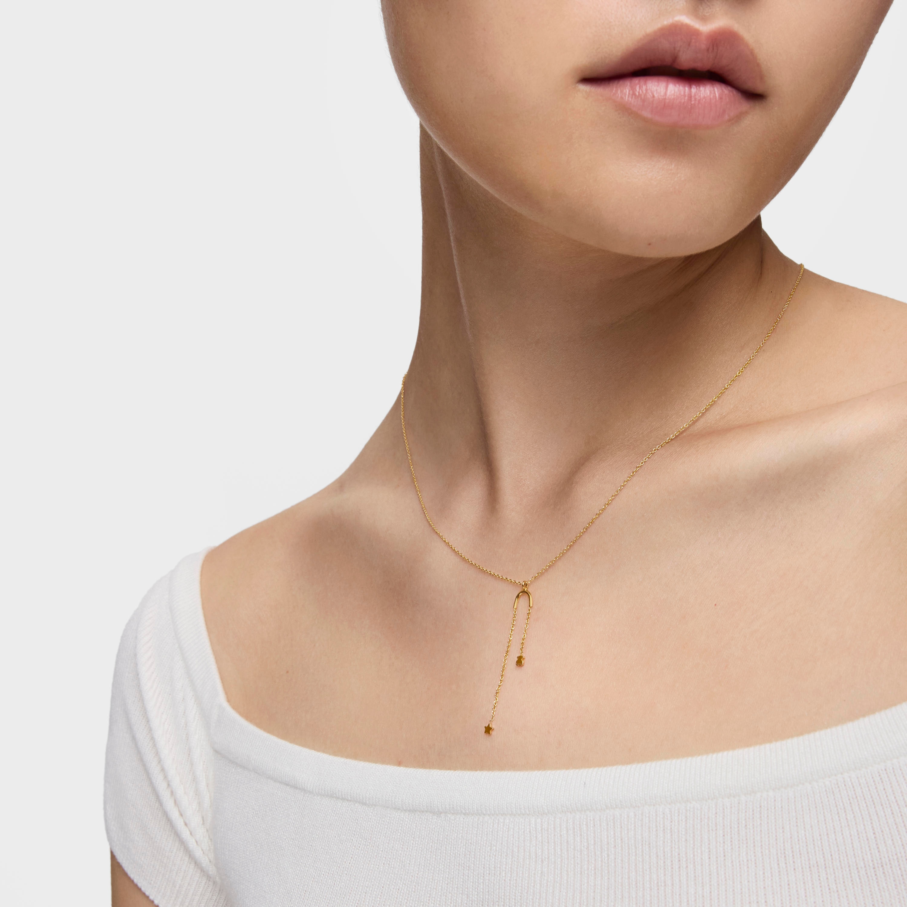 18K Solid Gold TOUS Cool Joy Necklace with bear and star charms