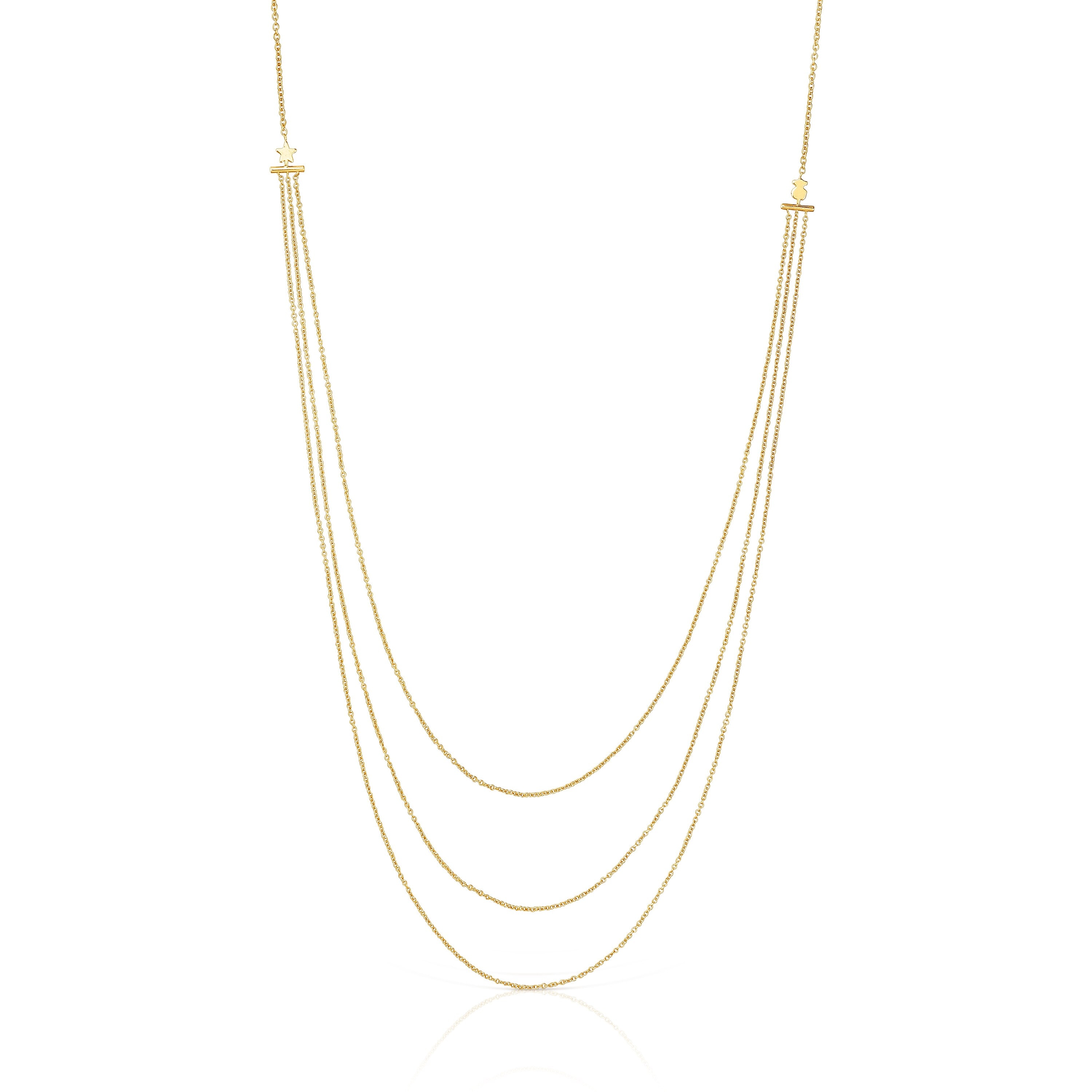 Gold TOUS Cool Joy Cascade necklace with bear and star