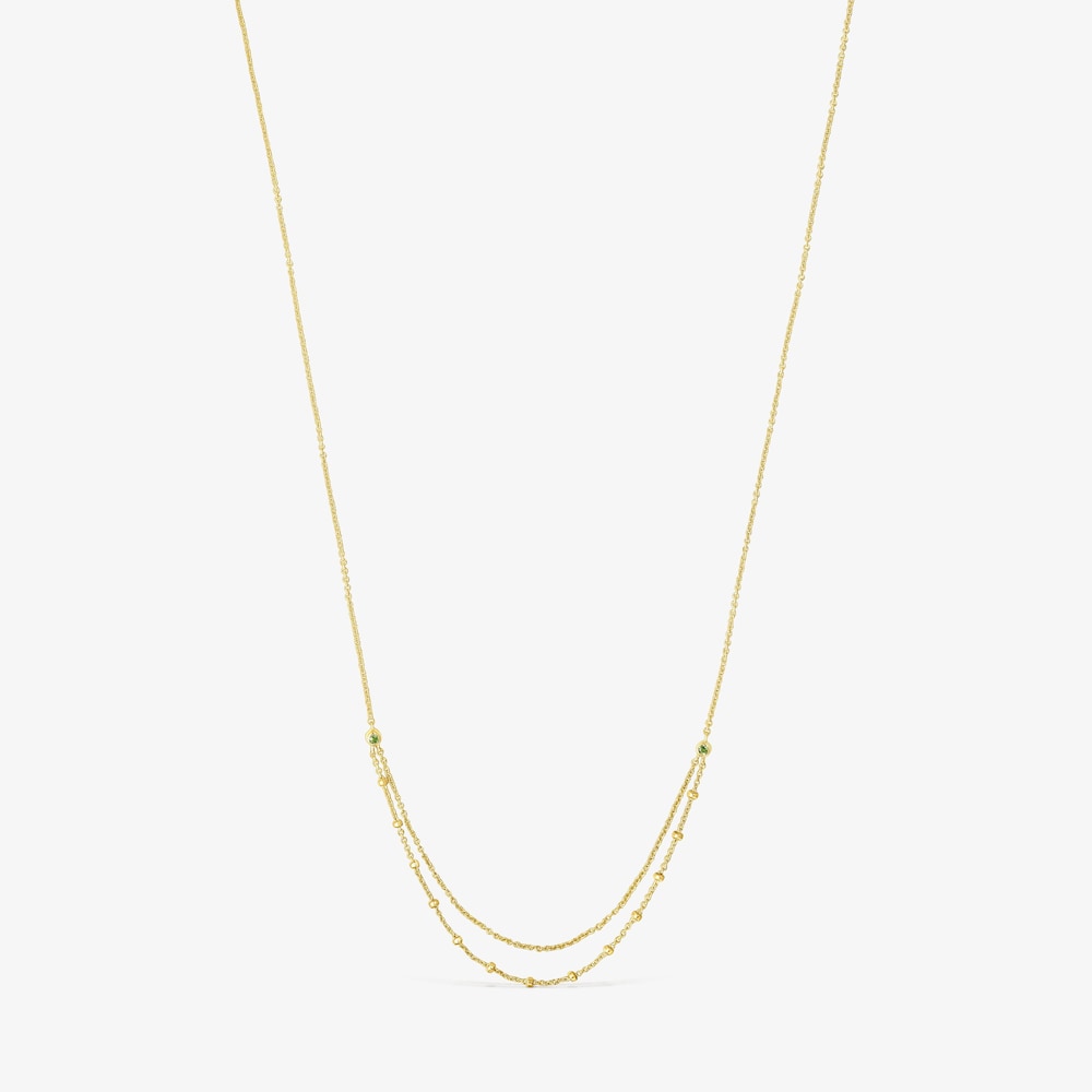 18K Solid Gold TOUS Cool Joy Necklace with chrome diopside